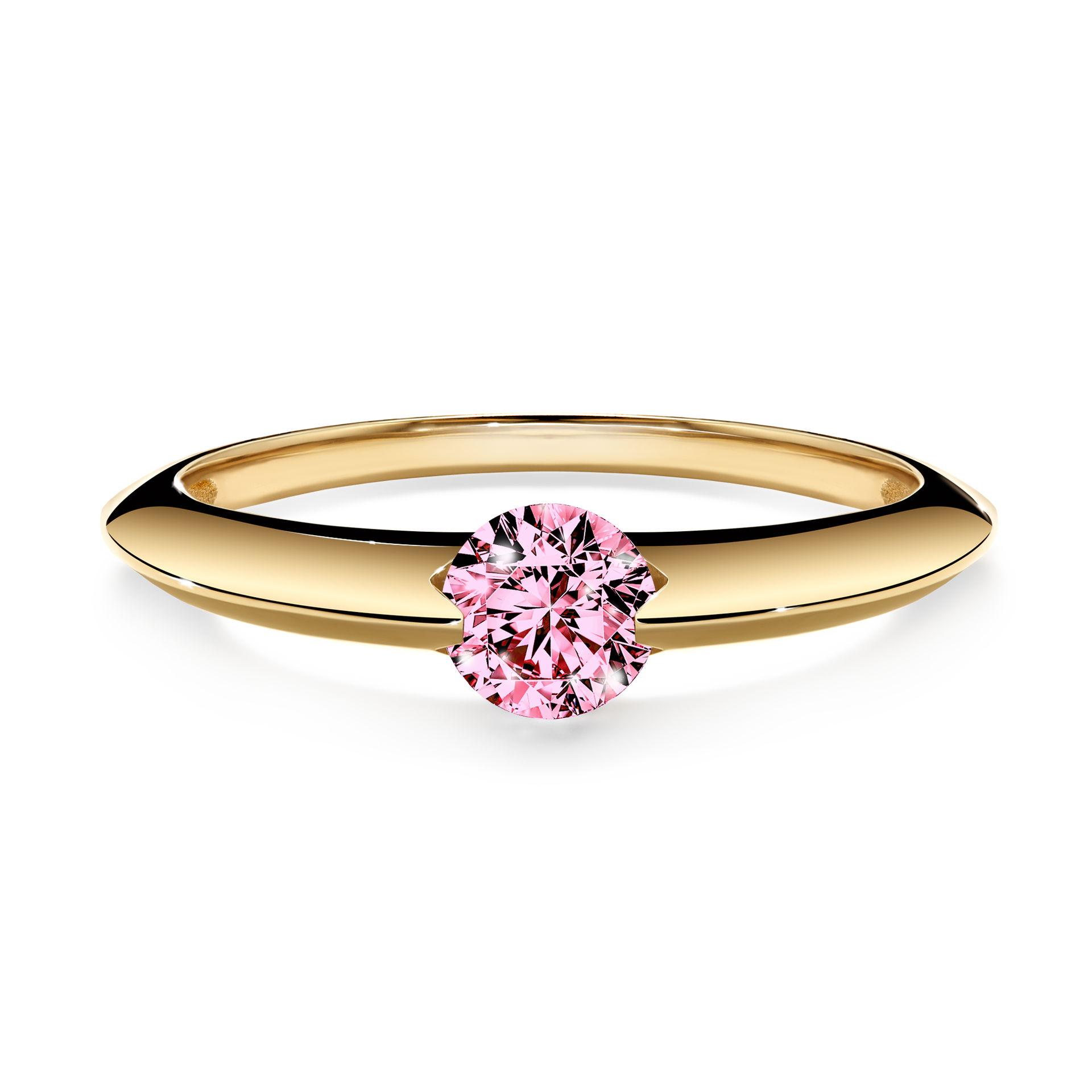 Pierścionek zaręczynowy My Baby z żółtego złota z różowym diamentem 1,00CT