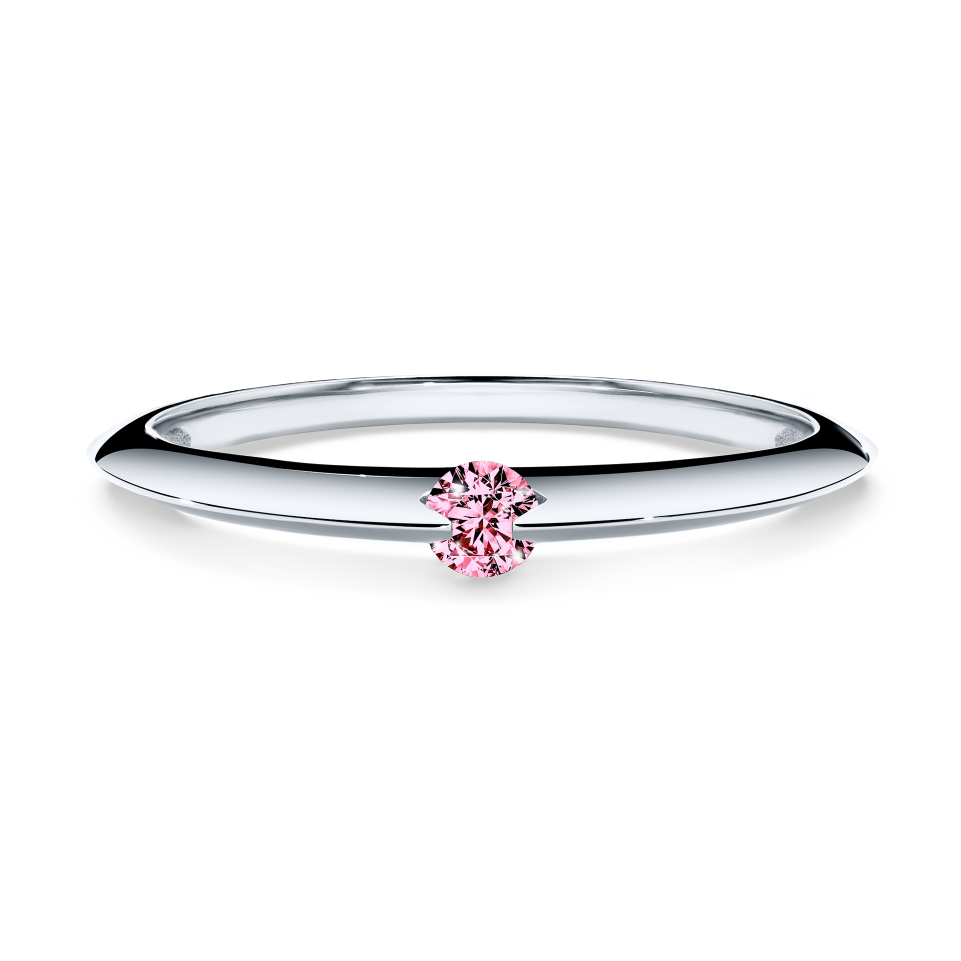 Pierścionek zaręczynowy My Baby z białego złota z różowym diamentem 0,25CT