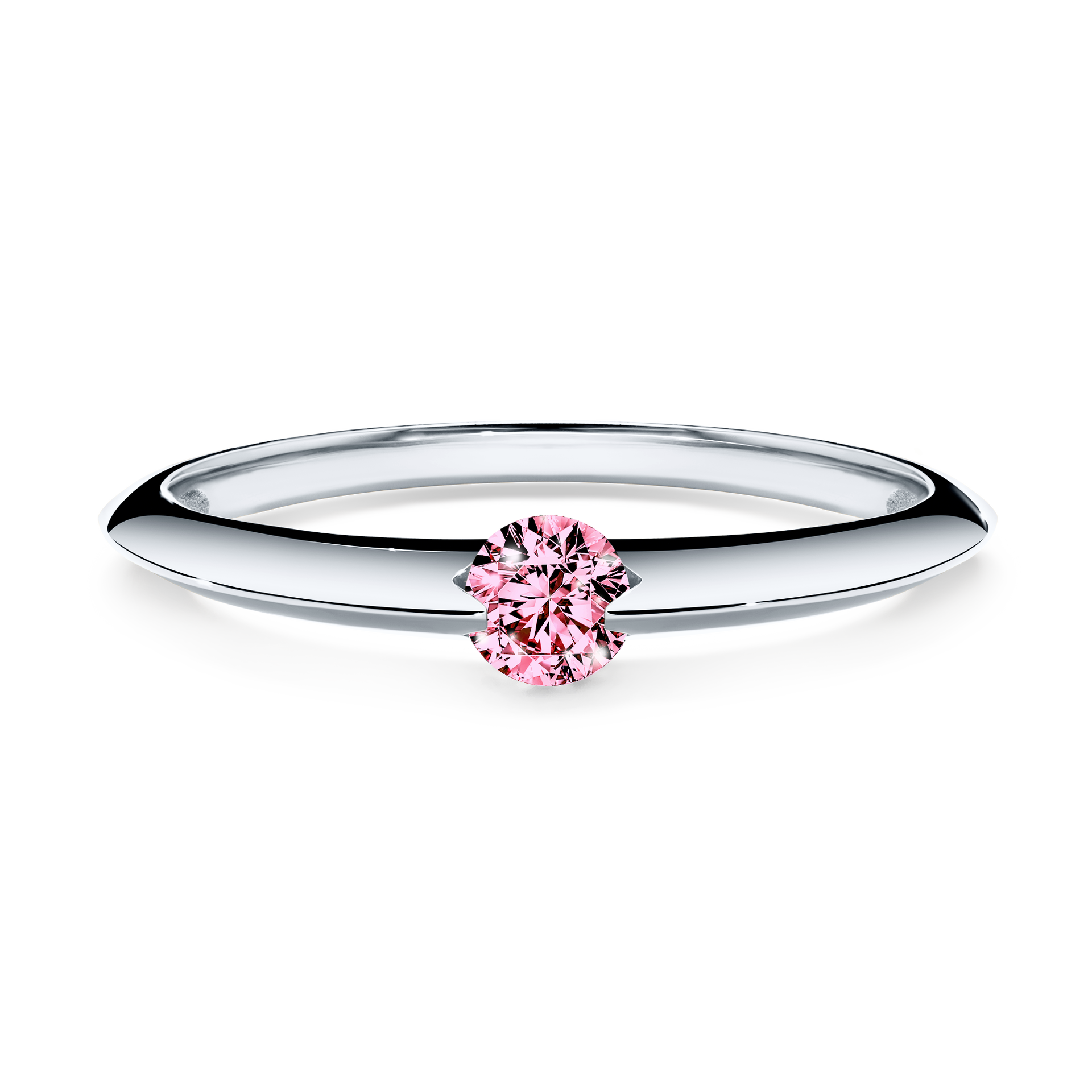 Pierścionek zaręczynowy My Baby z białego złota z różowym diamentem 0,50CT