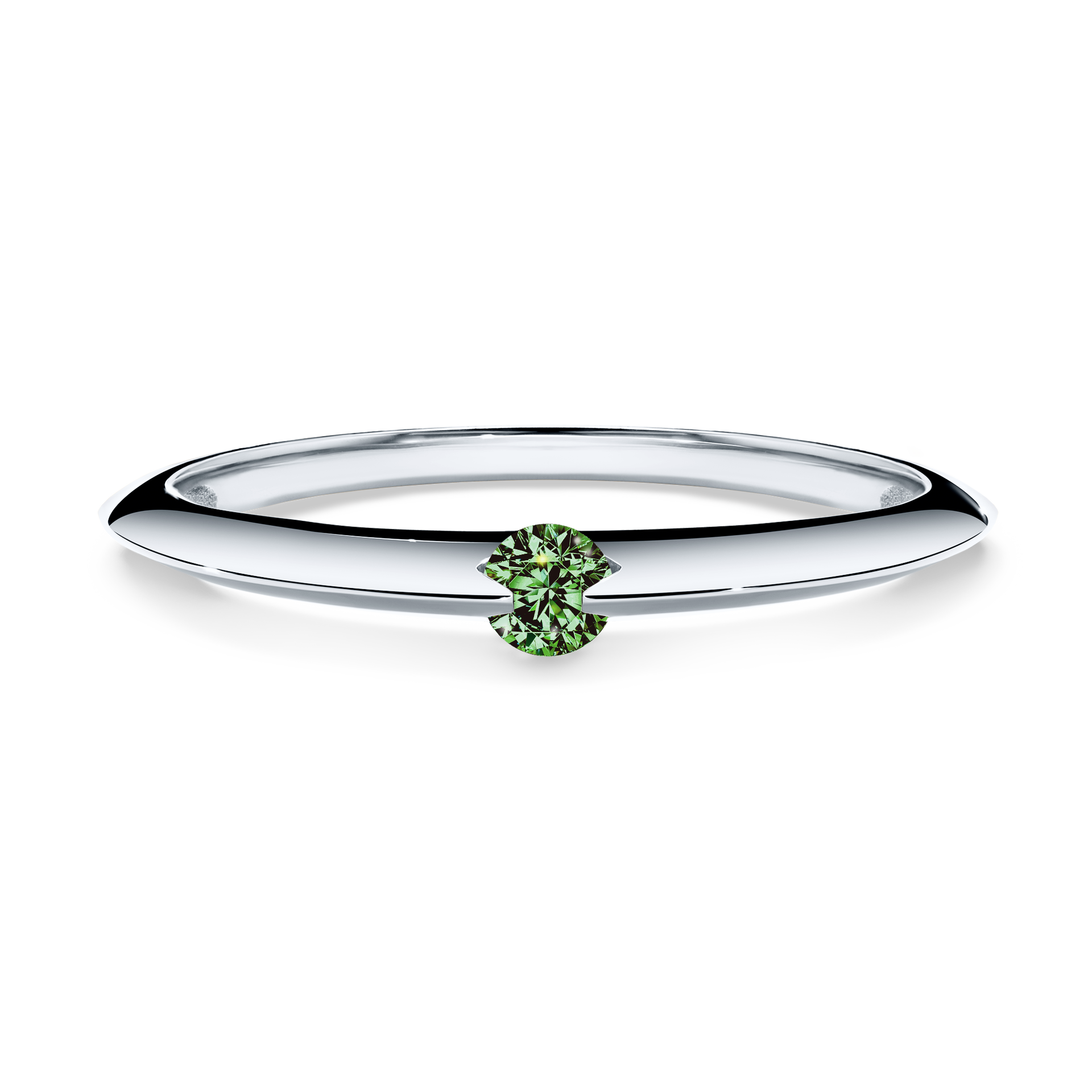 Pierścionek zaręczynowy My Baby z białego złota z ciemnym zielonym diamentem 0,25CT