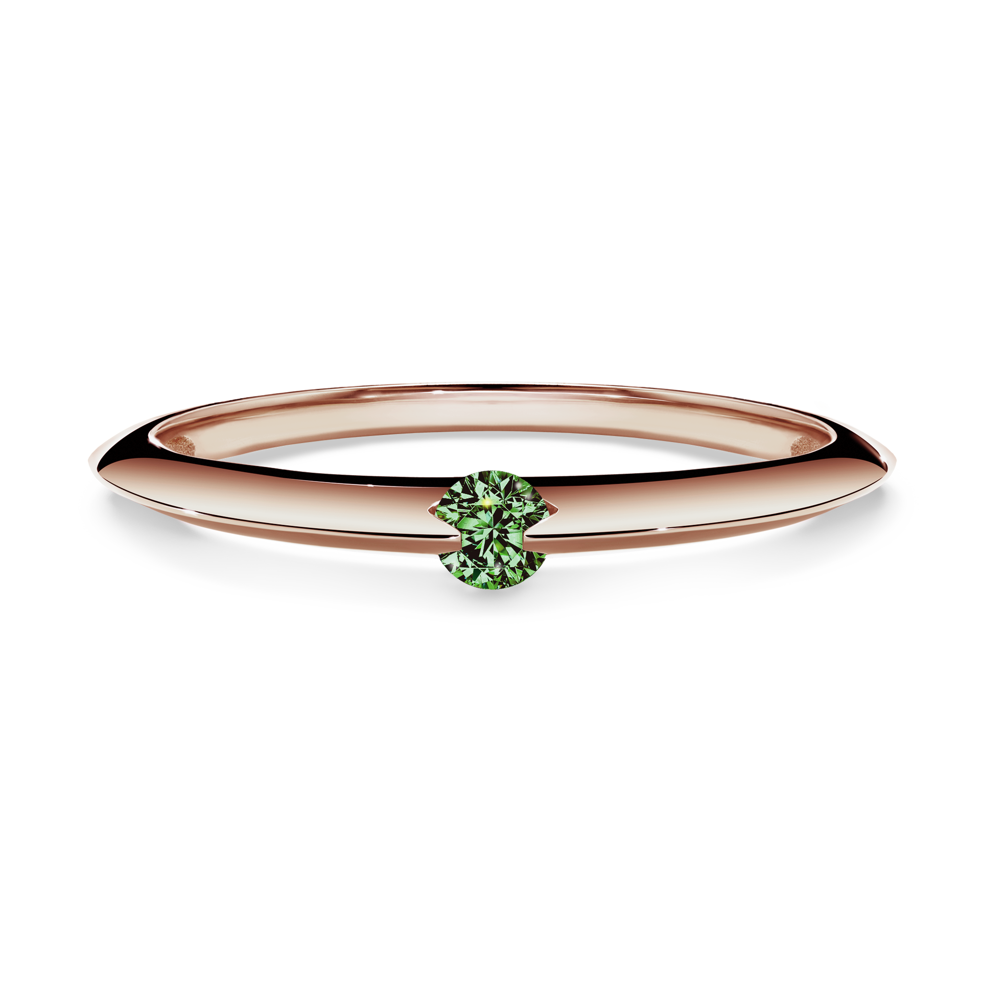 Pierścionek zaręczynowy My Baby z różowego złota z ciemnym zielonym diamentem 0,25CT