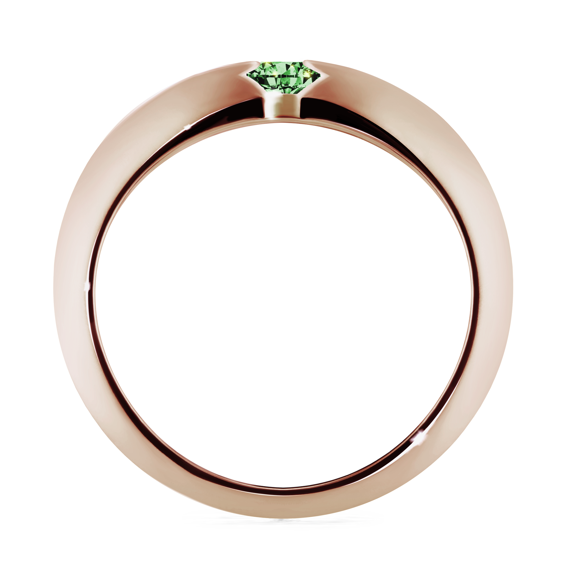 Pierścionek zaręczynowy My Baby z różowego złota z ciemnym zielonym diamentem 0,25CT