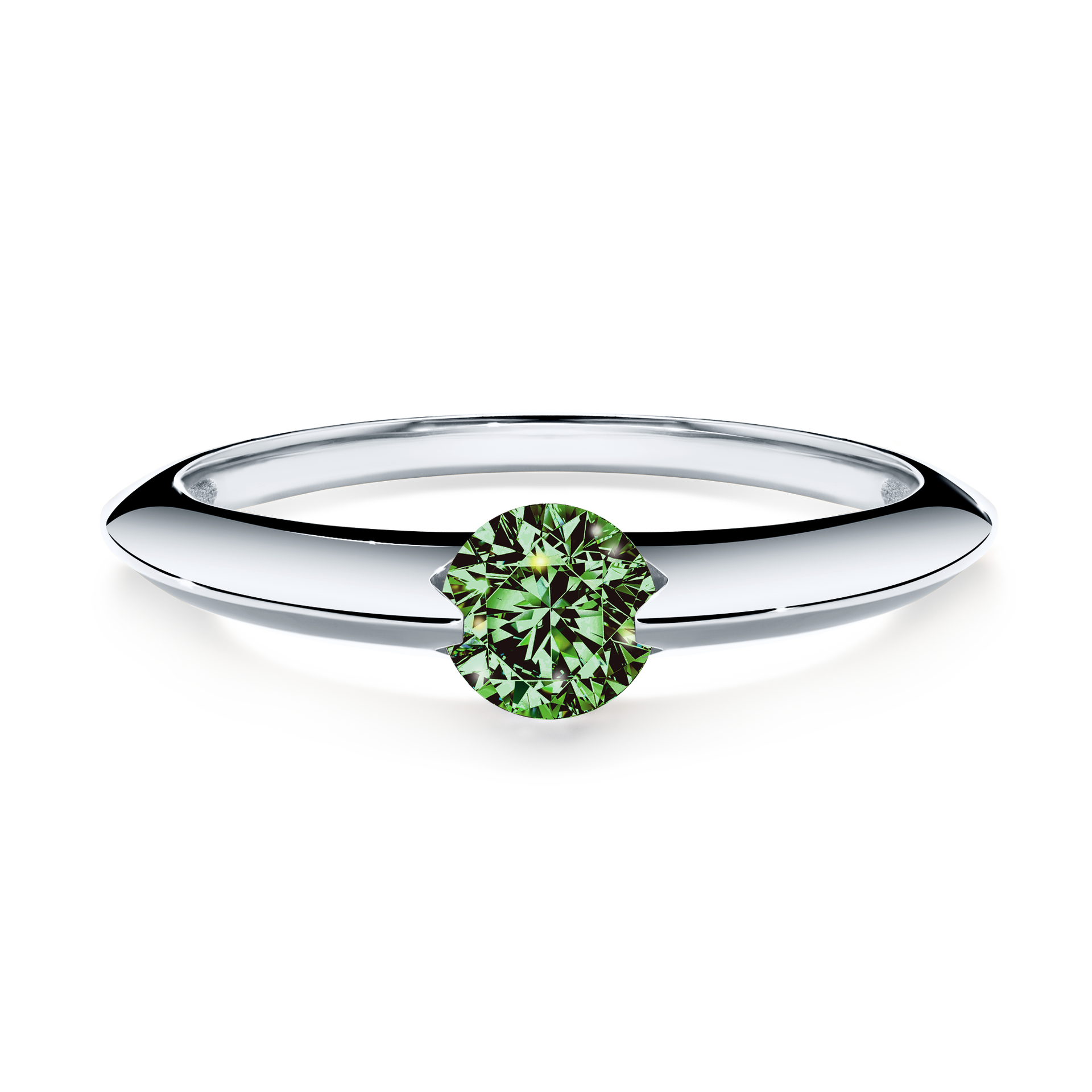 Pierścionek zaręczynowy My Baby z białego złota z ciemnym zielonym diamentem 1,00CT