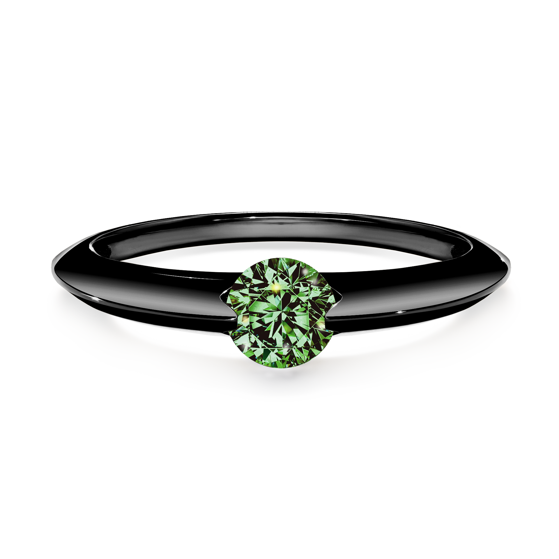 Pierścionek zaręczynowy My Baby z czarnego złota z ciemnym zielonym diamentem 1,00CT