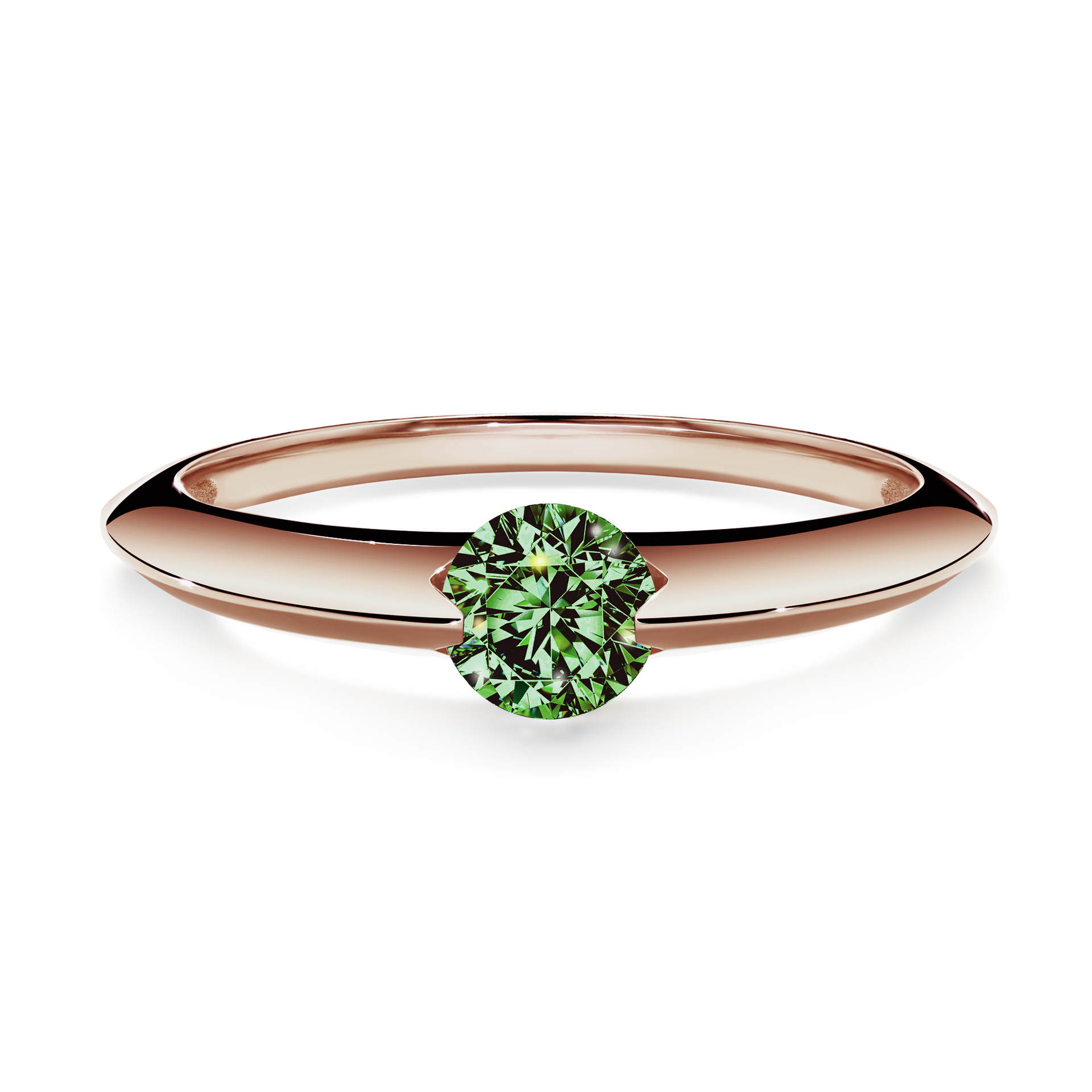 Pierścionek zaręczynowy My Baby z różowego złota z ciemnym zielonym diamentem 1,00CT
