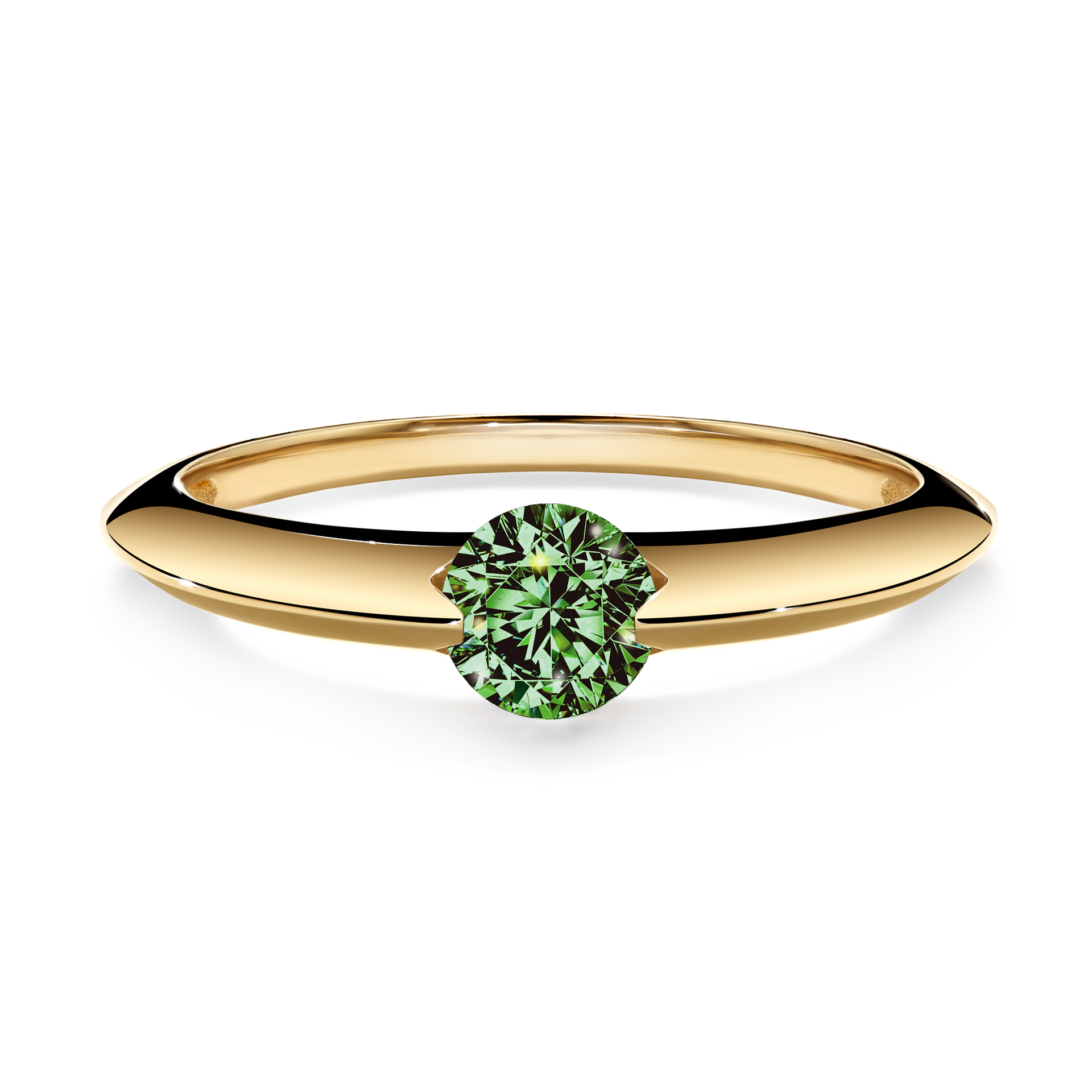 Pierścionek zaręczynowy My Baby z żółtego złota z ciemnym zielonym diamentem 1,00CT