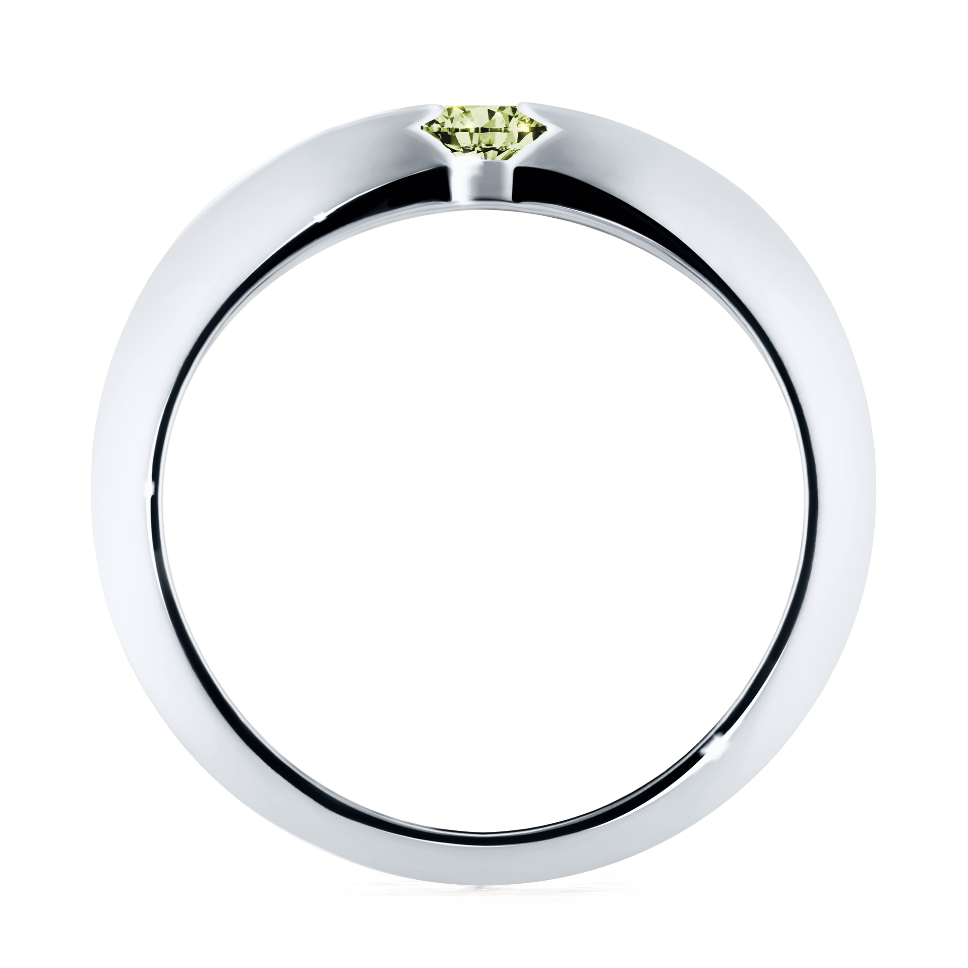 Pierścionek zaręczynowy My Baby z białego złota z jasnym zielonym diamentem 0,25CT