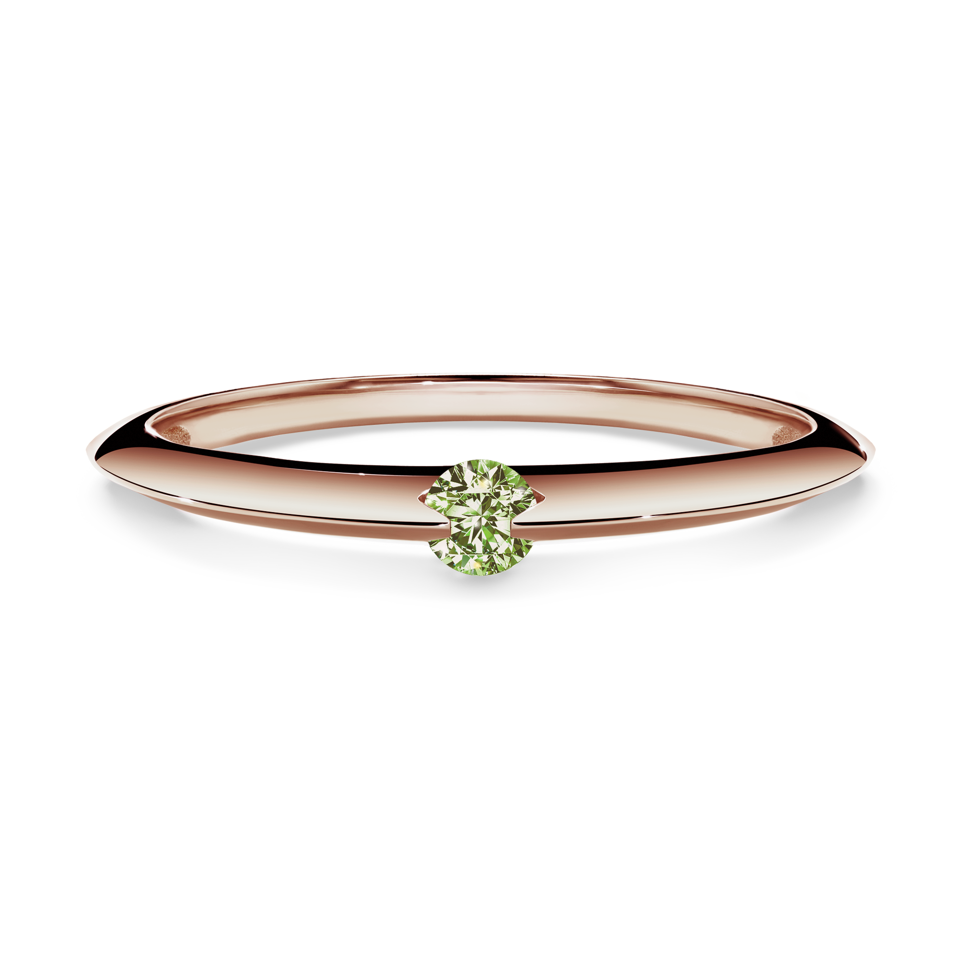 Pierścionek zaręczynowy My Baby z różowego złota z jasnym zielonym diamentem 0,25CT