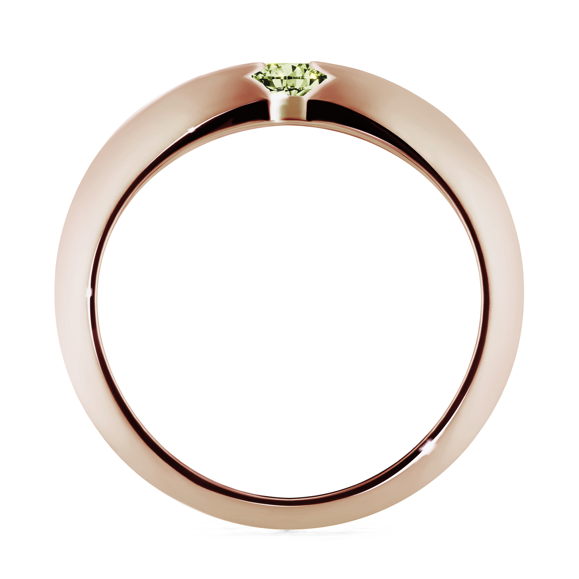 Pierścionek zaręczynowy My Baby z różowego złota z jasnym zielonym diamentem 0,25CT