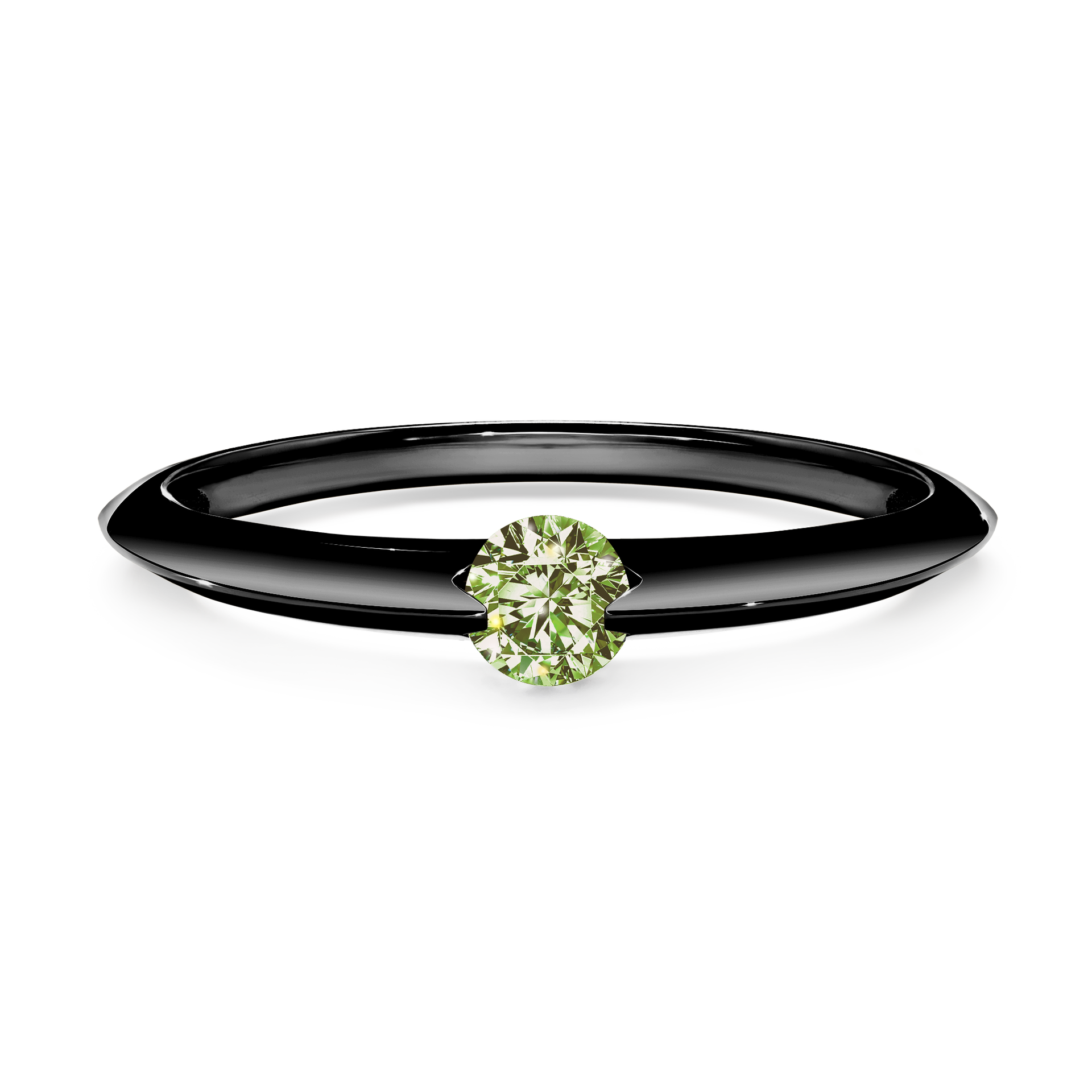 Pierścionek zaręczynowy My Baby z czarnego złota z jasnym zielonym diamentem 0,50CT