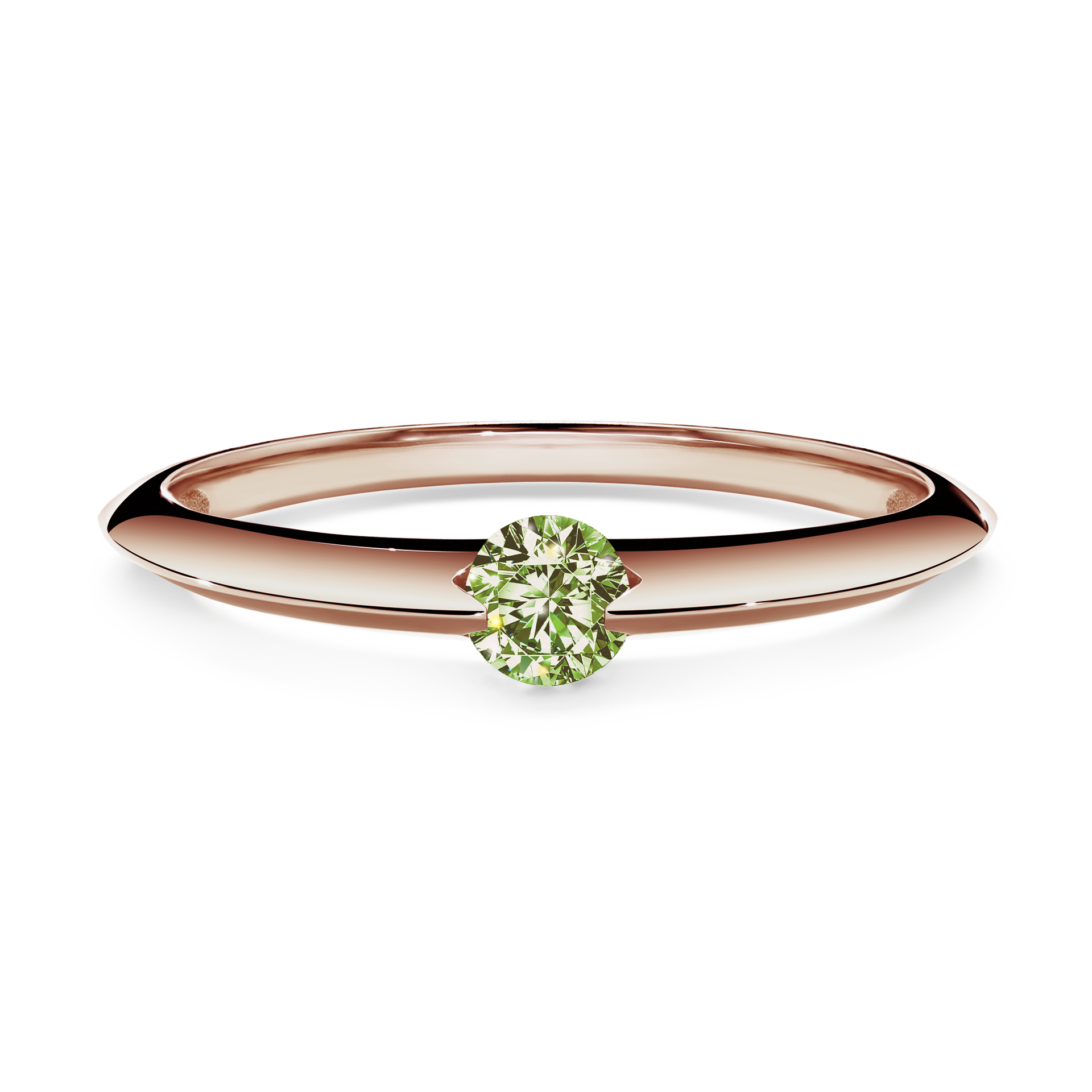 Pierścionek zaręczynowy My Baby z różowego złota z jasnym zielonym diamentem 0,50CT
