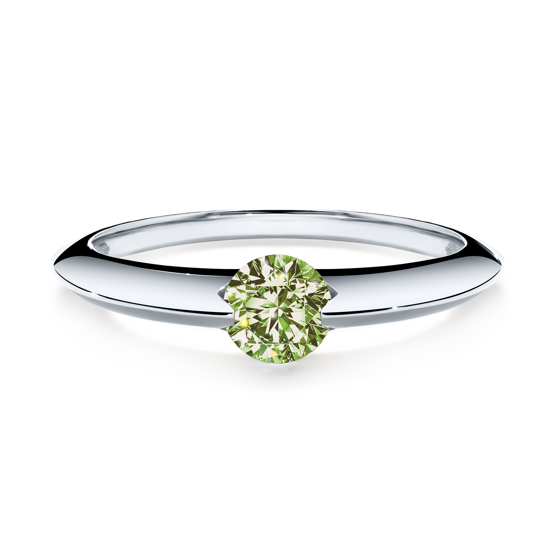 Pierścionek zaręczynowy My Baby z białego złota z jasnym zielonym diamentem 1,00CT