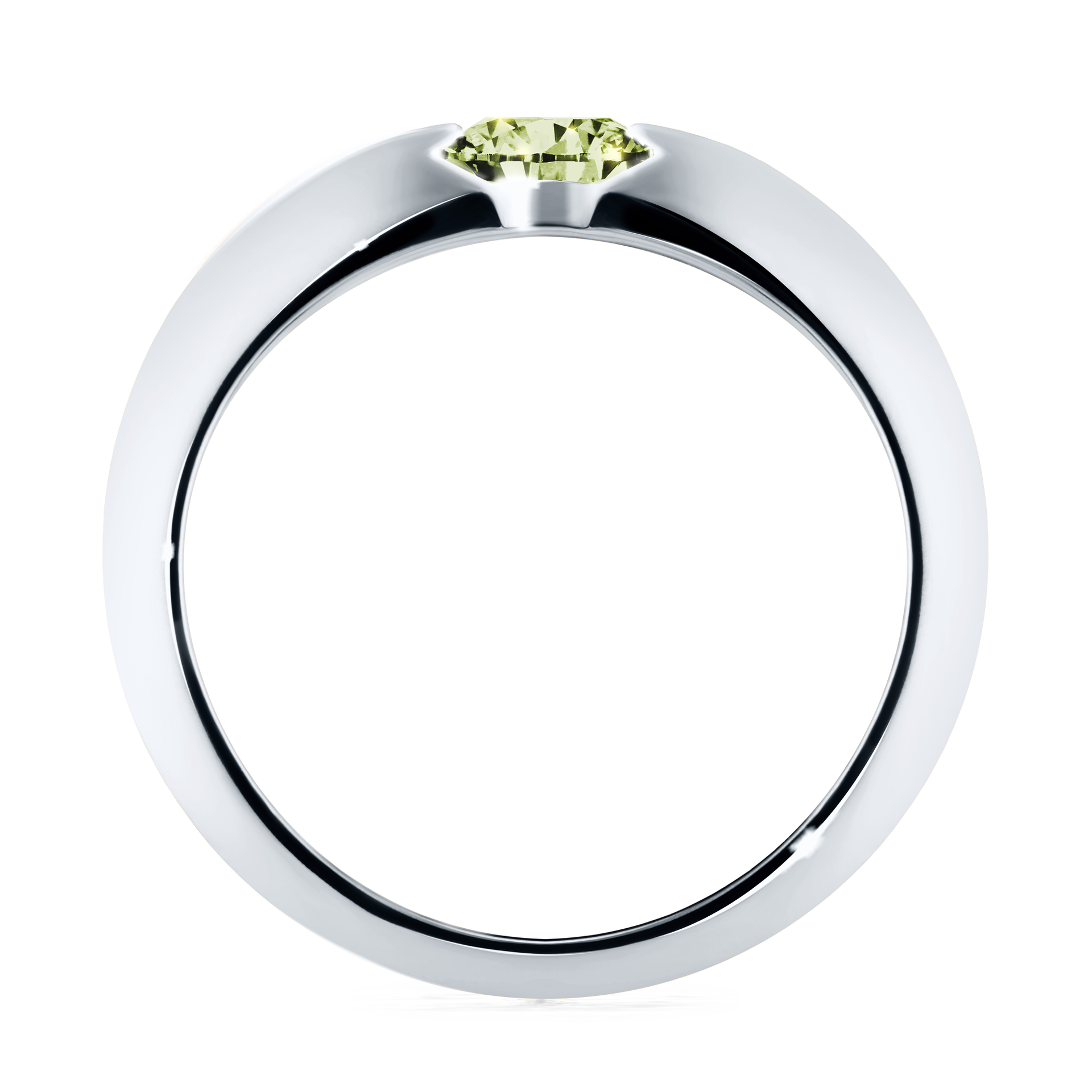 Pierścionek zaręczynowy My Baby z białego złota z jasnym zielonym diamentem 1,00CT