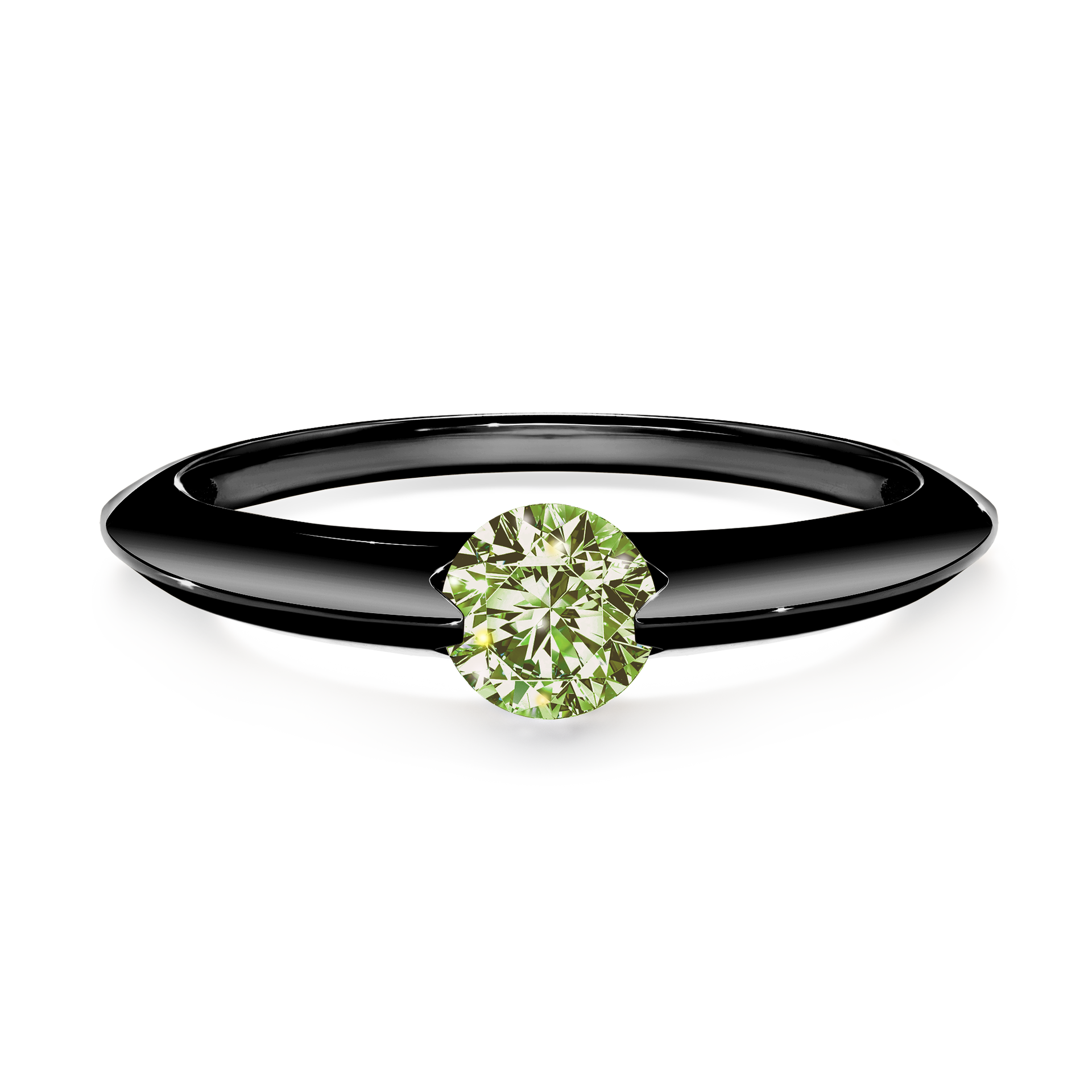 Pierścionek zaręczynowy My Baby z czarnego złota z jasnym zielonym diamentem 1,00CT