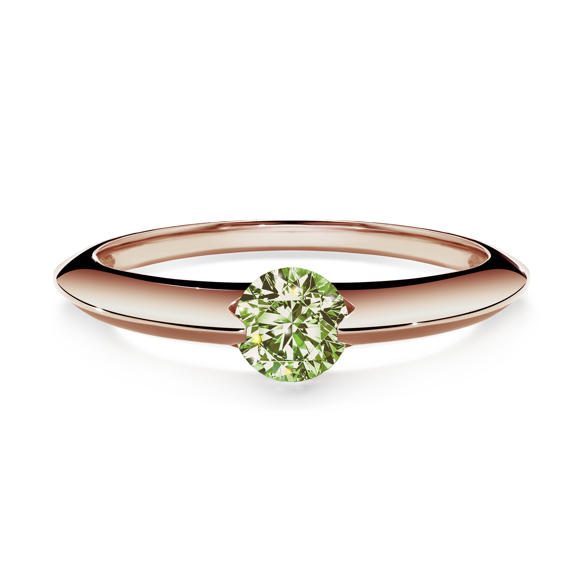 Pierścionek zaręczynowy My Baby z różowego złota z jasnym zielonym diamentem 1,00CT