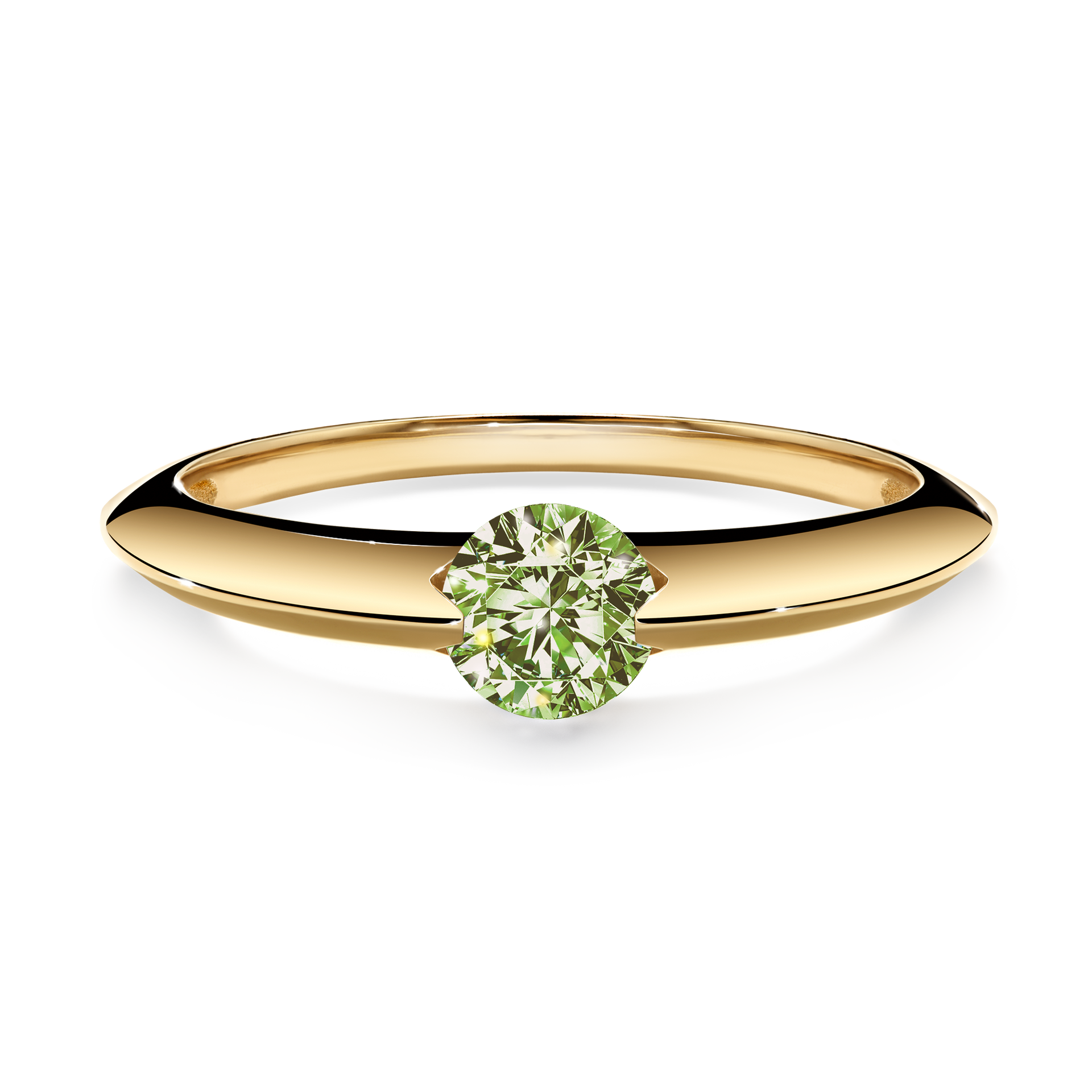 Pierścionek zaręczynowy My Baby z żółtego złota z jasnym zielonym diamentem 1,00CT