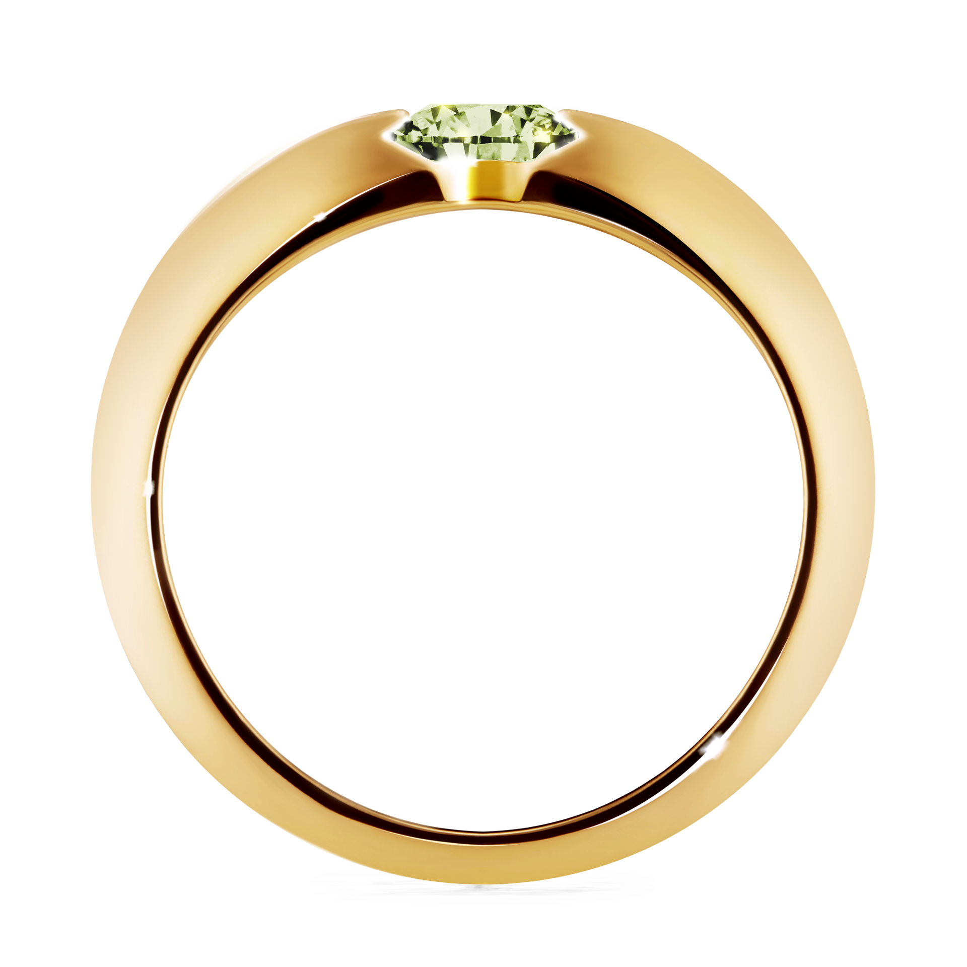 Pierścionek zaręczynowy My Baby z żółtego złota z jasnym zielonym diamentem 1,00CT