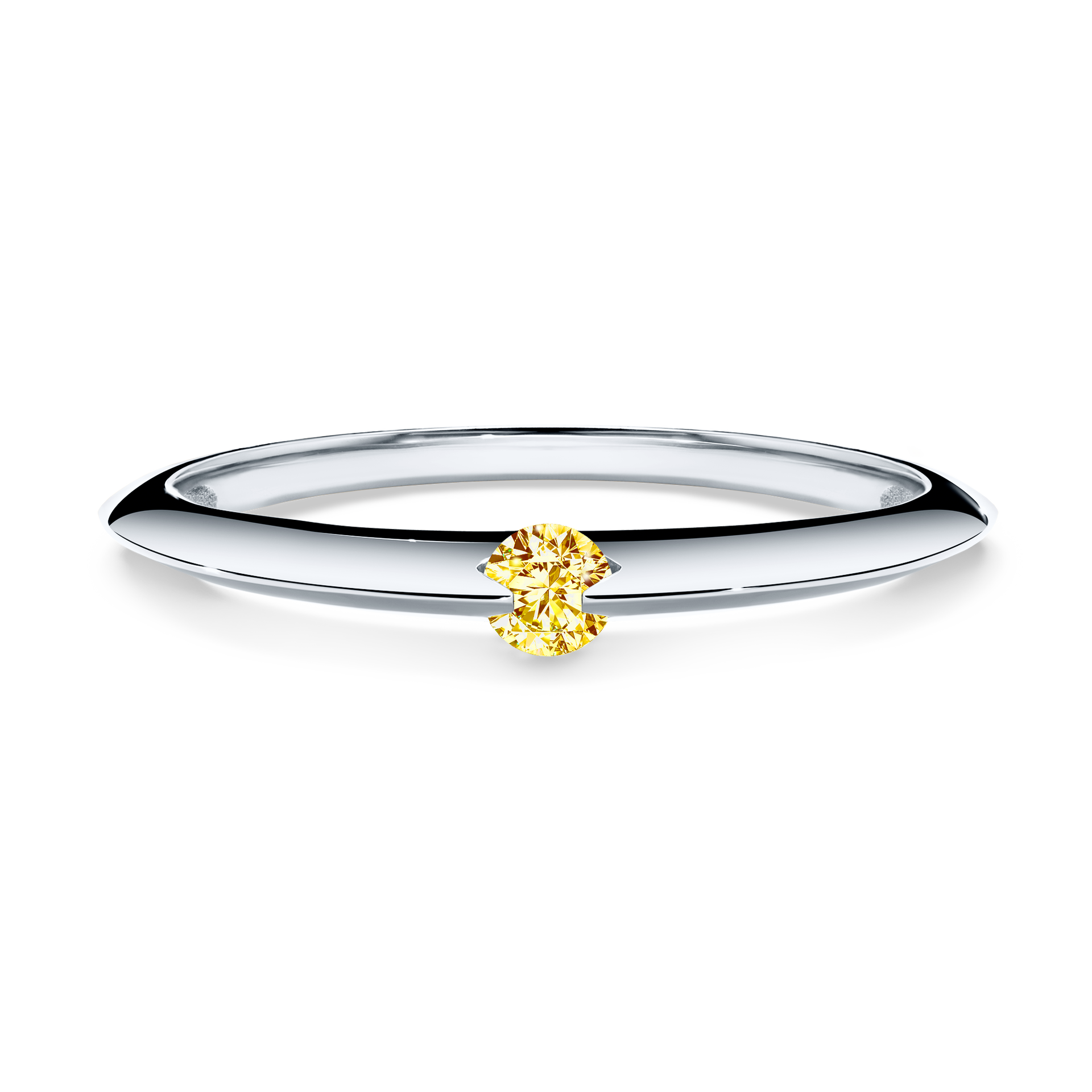 Pierścionek zaręczynowy My Baby z białego złota z żółtym diamentem 0,25CT