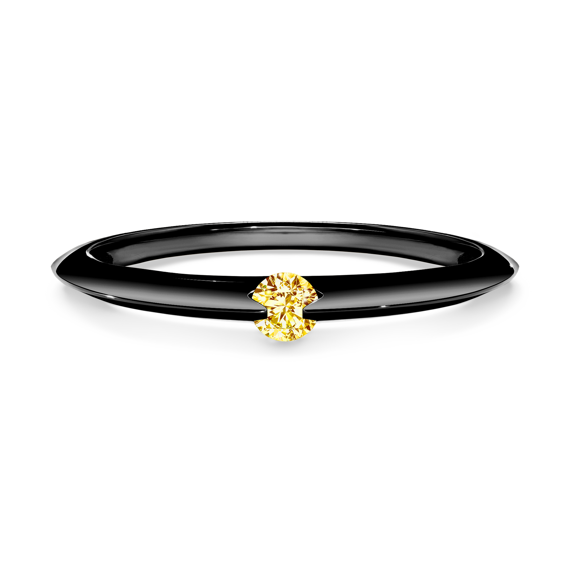 Pierścionek zaręczynowy My Baby z czarnego złota z żółtym diamentem 0,25CT