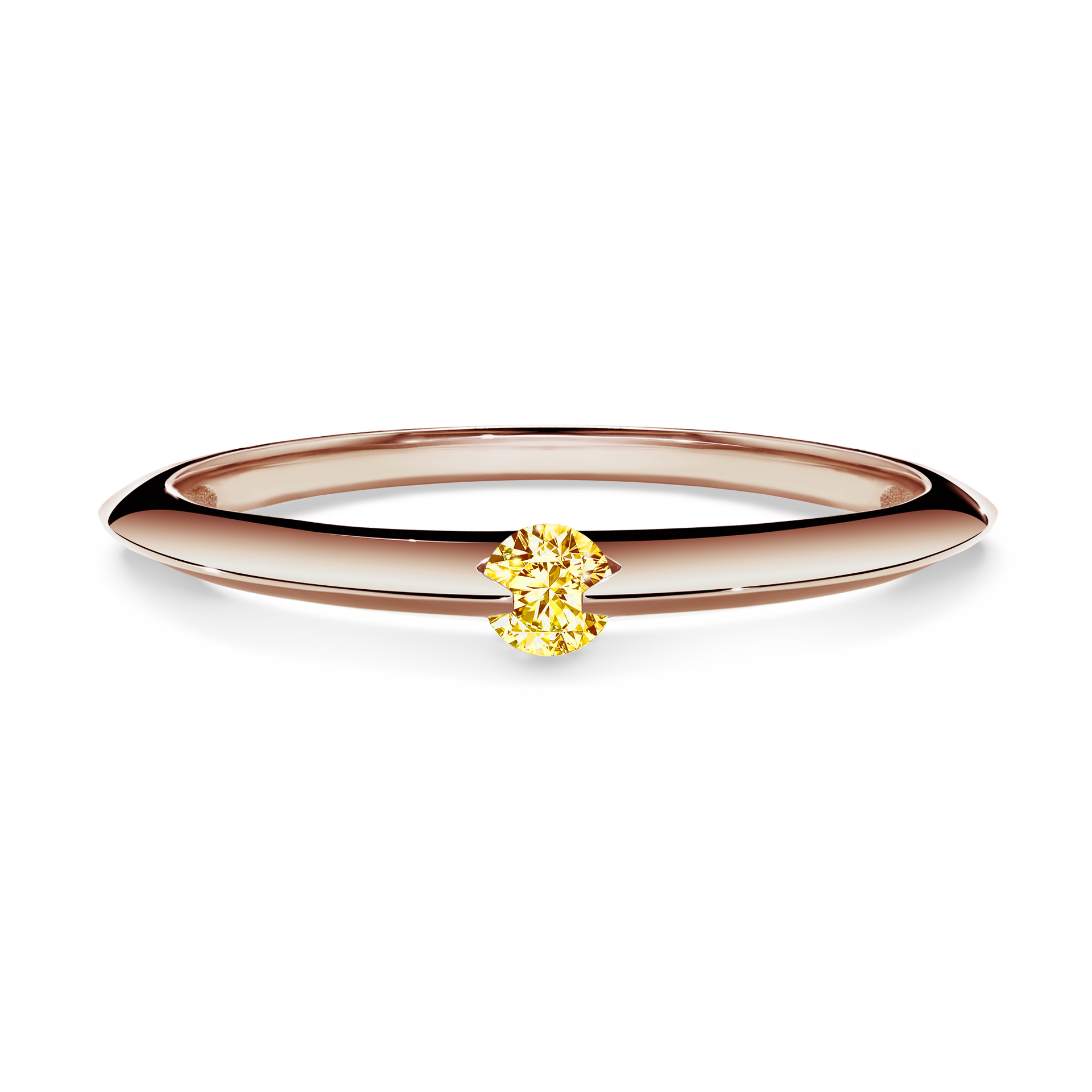 Pierścionek zaręczynowy My Baby z różowego złota z żółtym diamentem 0,25CT