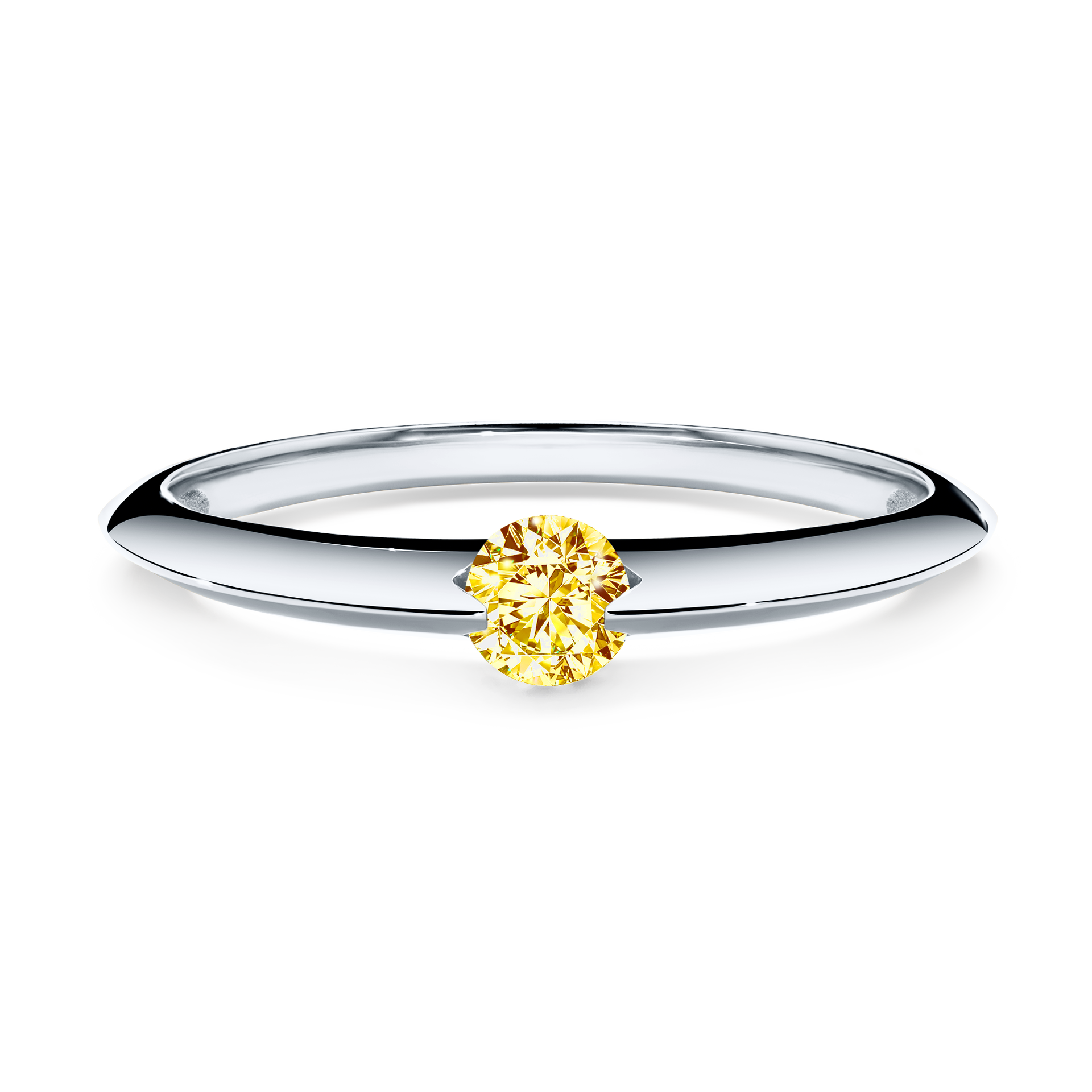 Pierścionek zaręczynowy My Baby z białego złota z żółtym diamentem 0,50CT