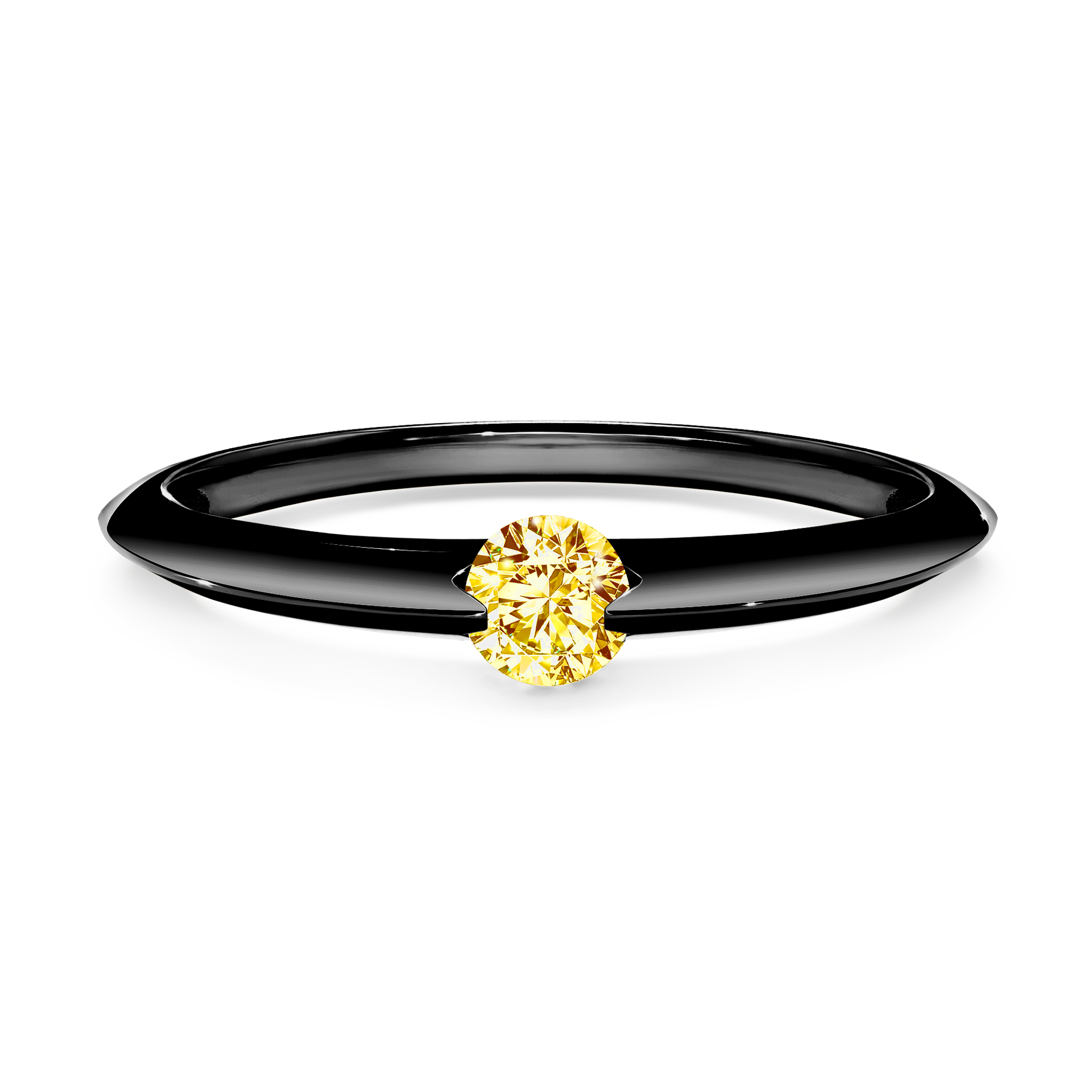 Pierścionek zaręczynowy My Baby z czarnego złota z żółtym diamentem 0,50CT