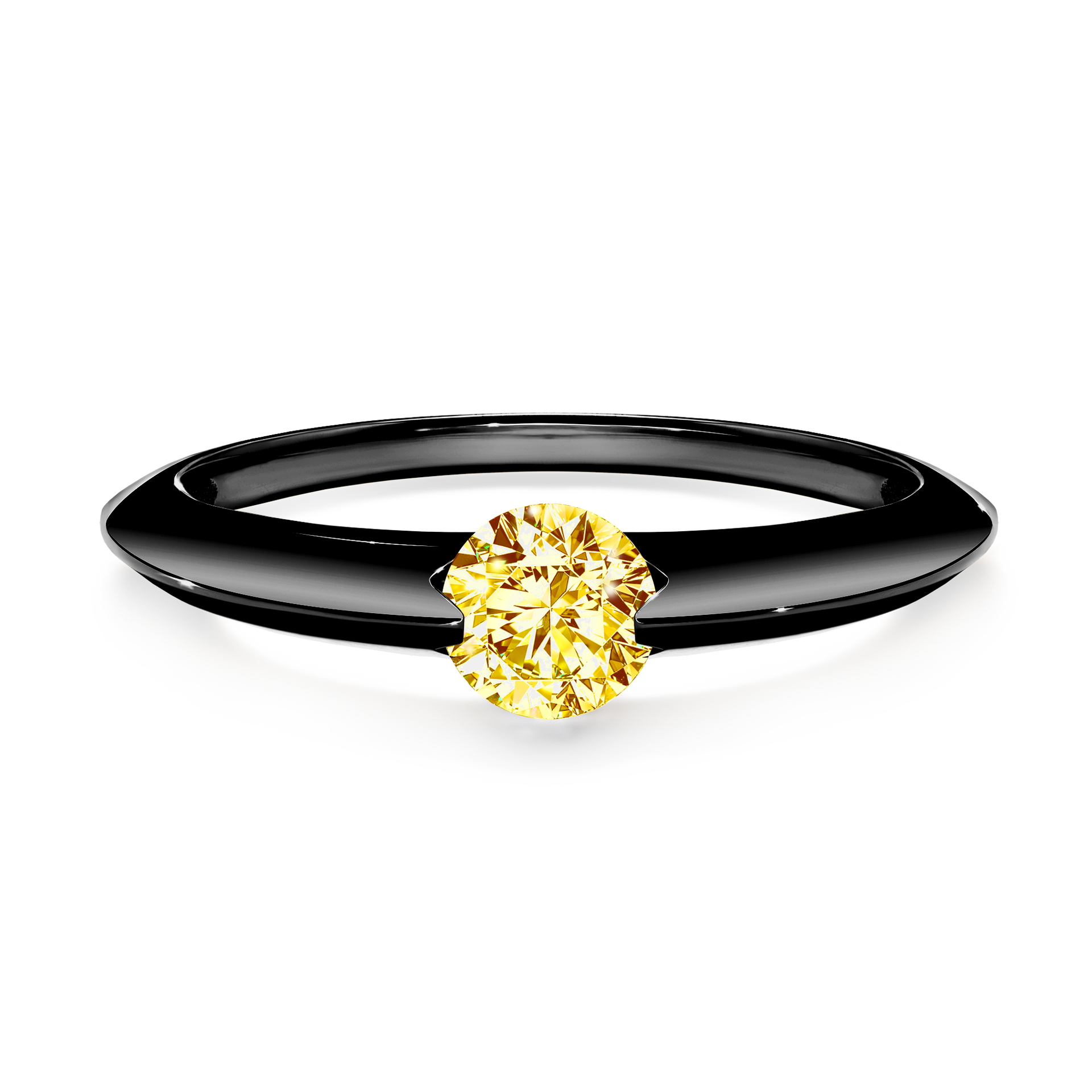 Pierścionek zaręczynowy My Baby z czarnego złota z żółtym diamentem 1,00CT