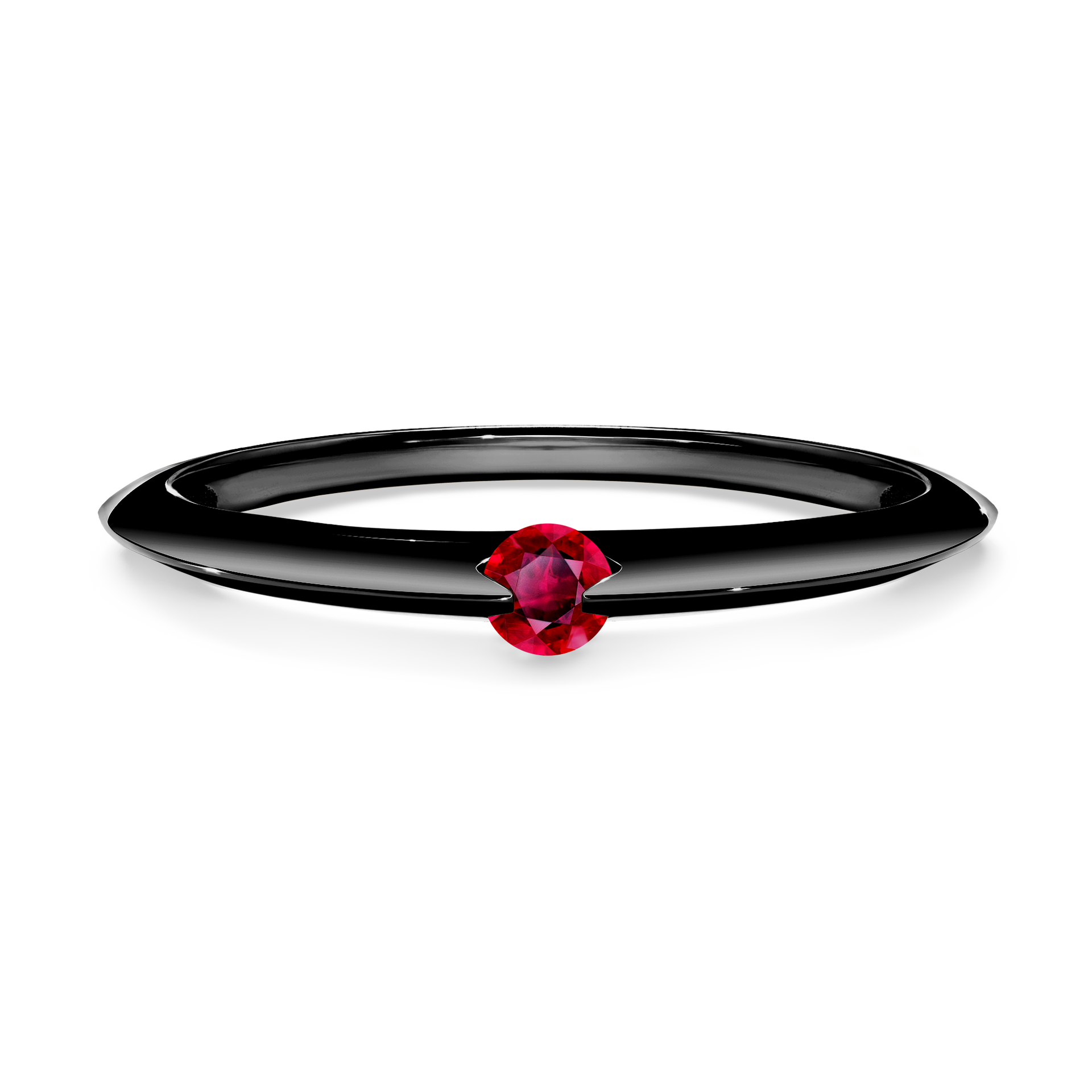Pierścionek zaręczynowy My Baby z czarnego złota z rubinem 0,50CT