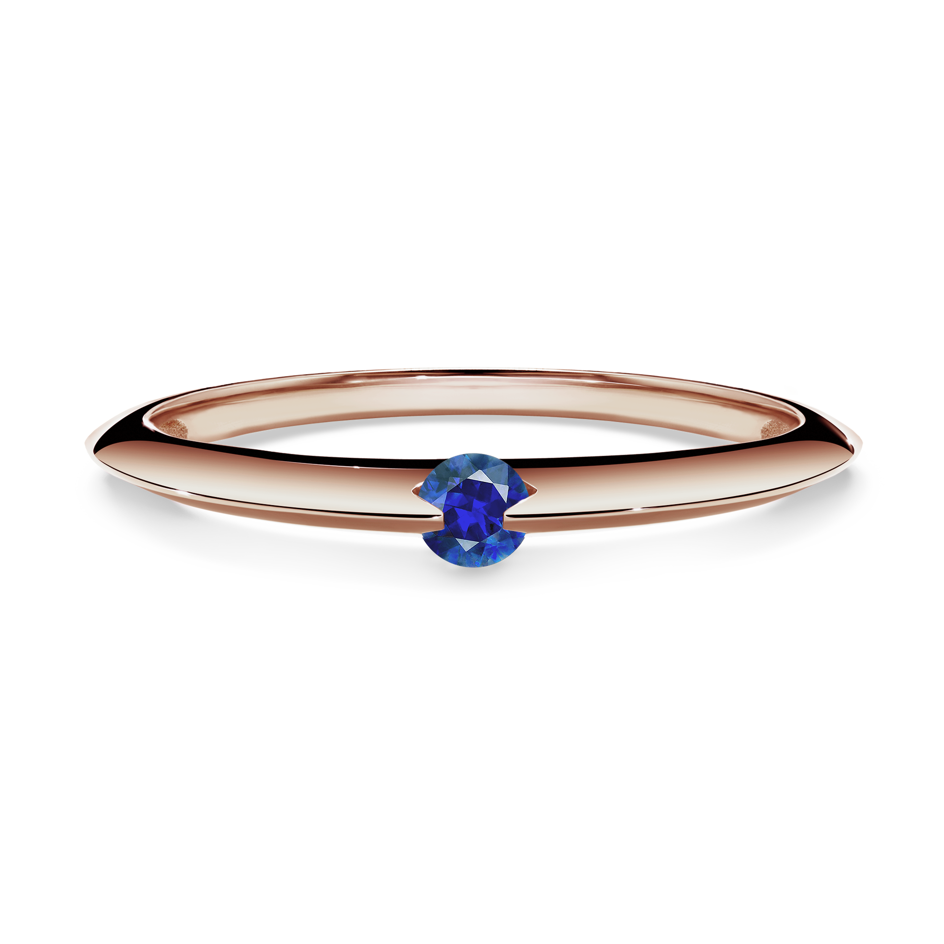 Pierścionek zaręczynowy My Baby z różowego złota z szafirem niebieskim 0,25CT