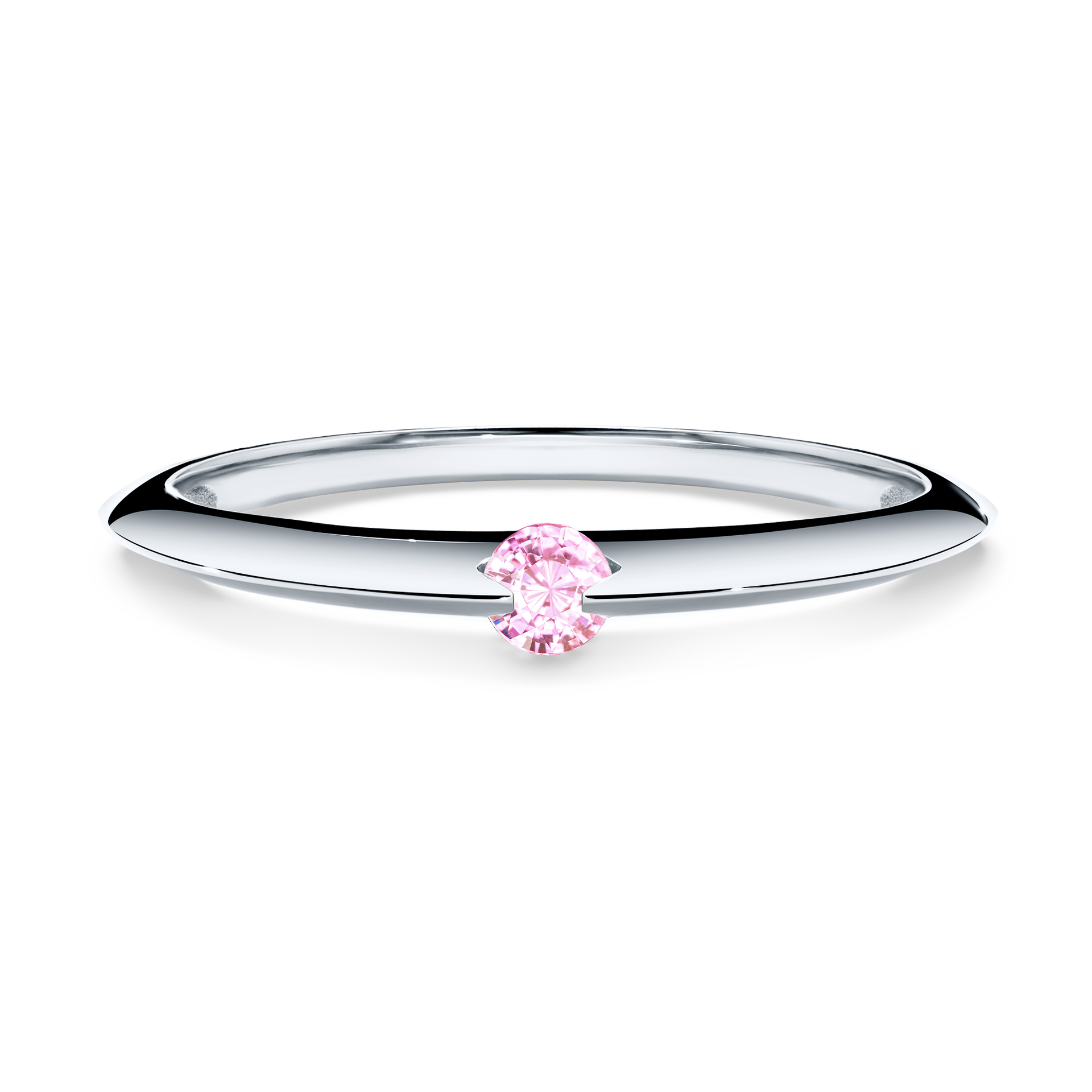 Pierścionek zaręczynowy My Baby z białego złota z szafirem różowym 0,25CT