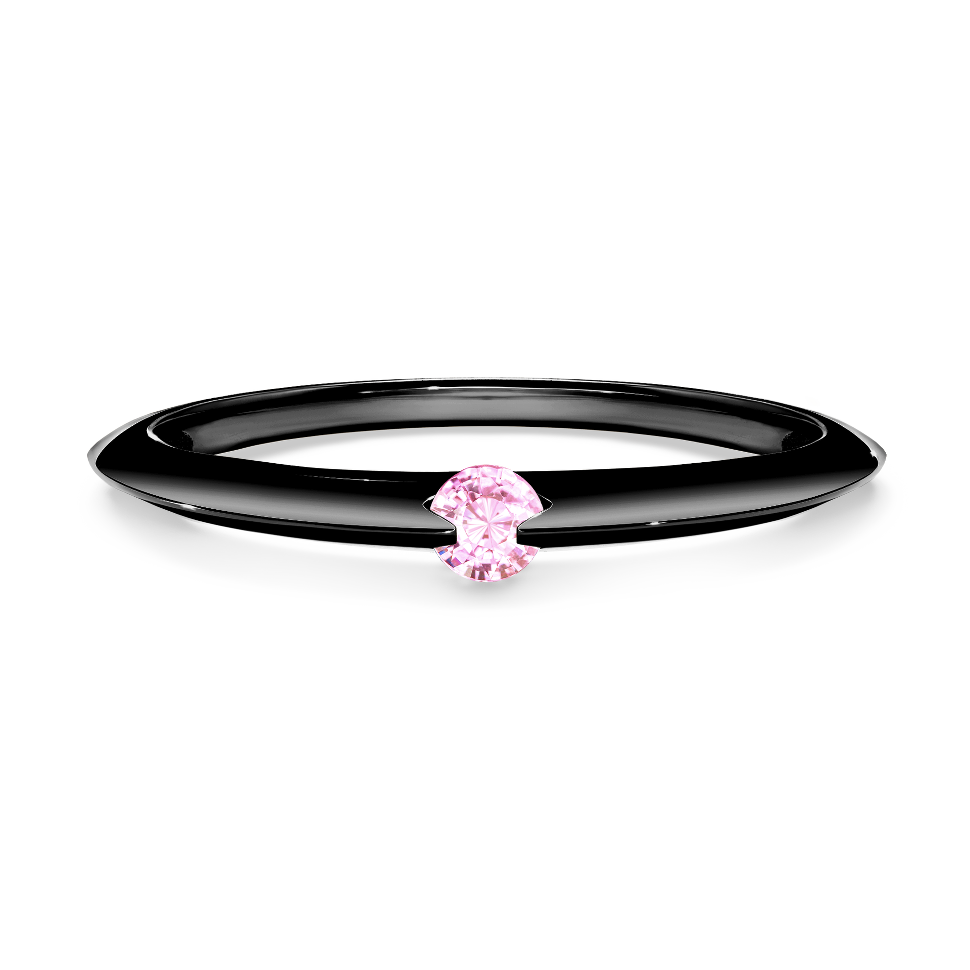 Pierścionek zaręczynowy My Baby z czarnego złota z szafirem różowym 0,25CT