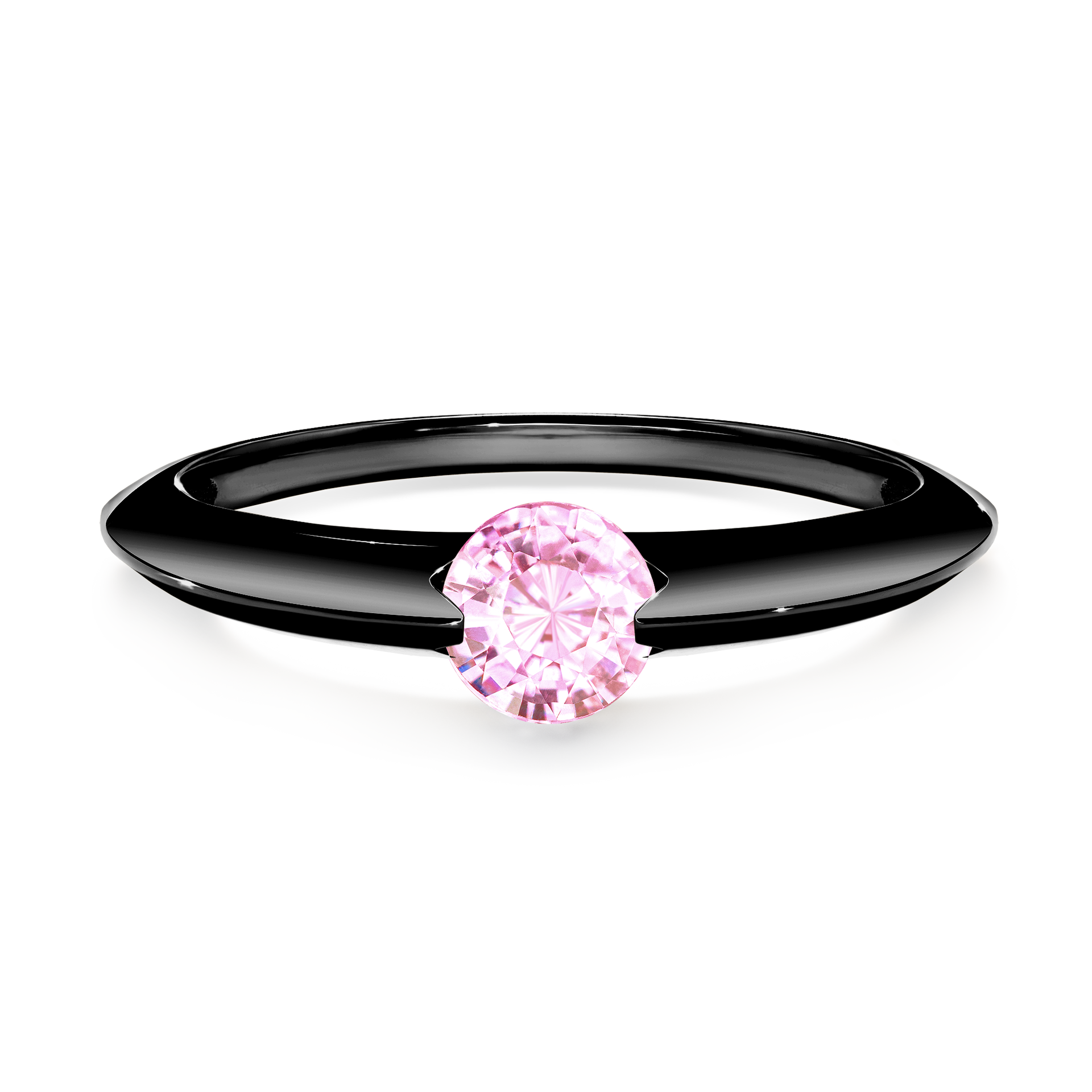 Pierścionek zaręczynowy My Baby z czarnego złota z szafirem różowym 1,00CT
