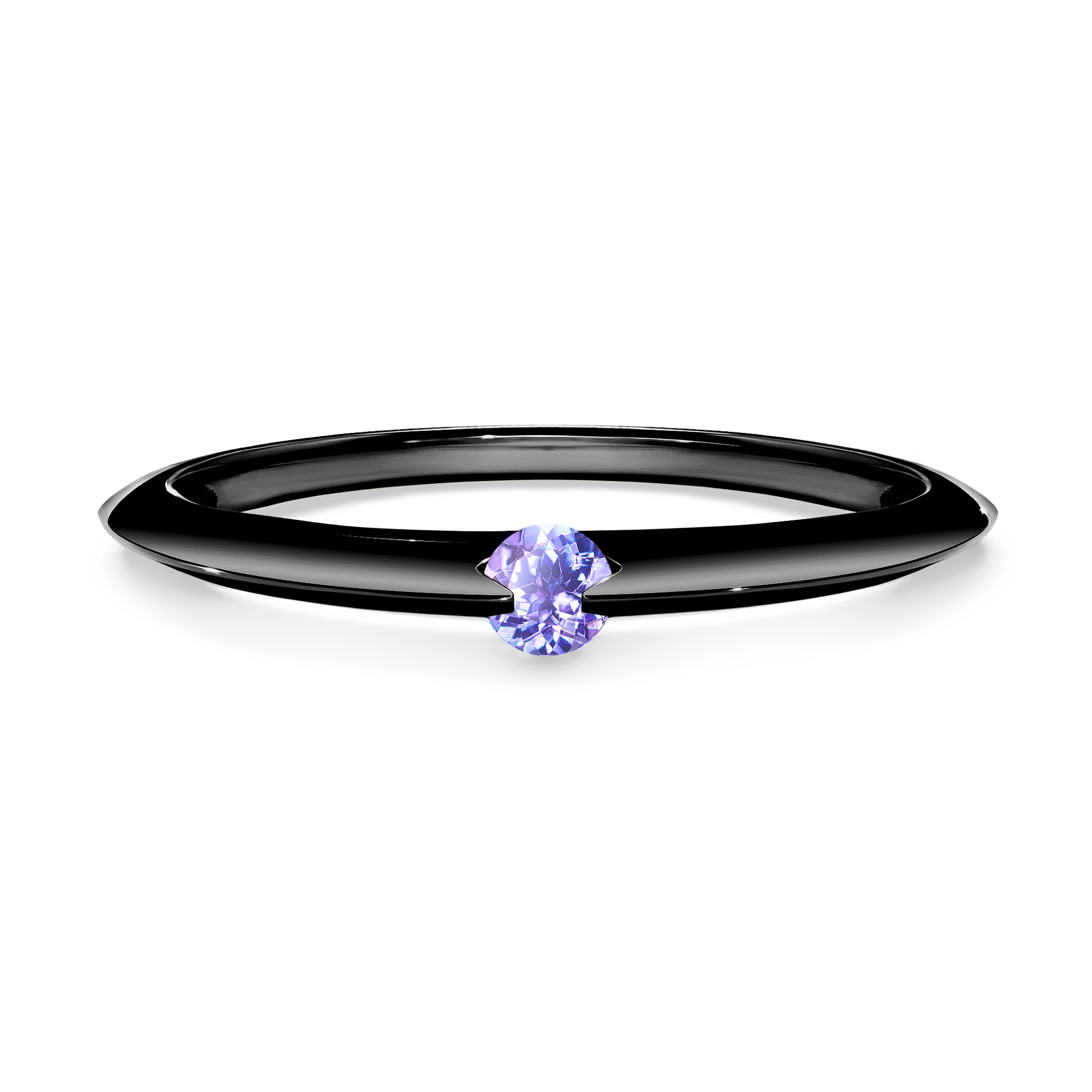 Pierścionek zaręczynowy My Baby z czarnego złota z tanzanitem 0,25CT