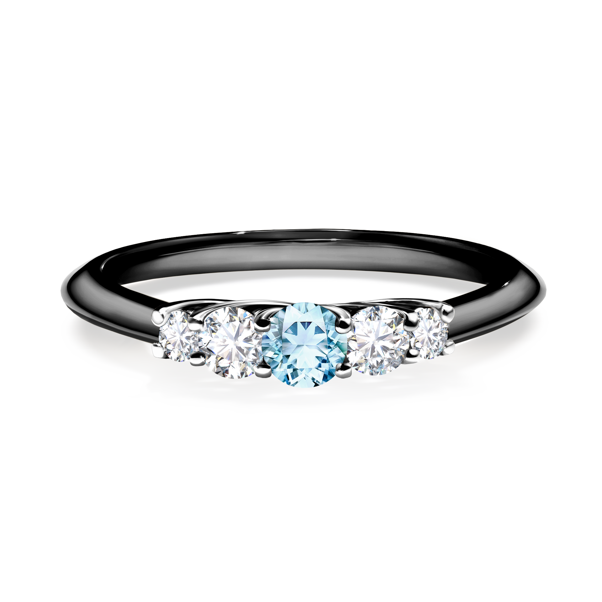Pierścionek zaręczynowy My Darling z czarnego złota z akwamarynem 0,22CT