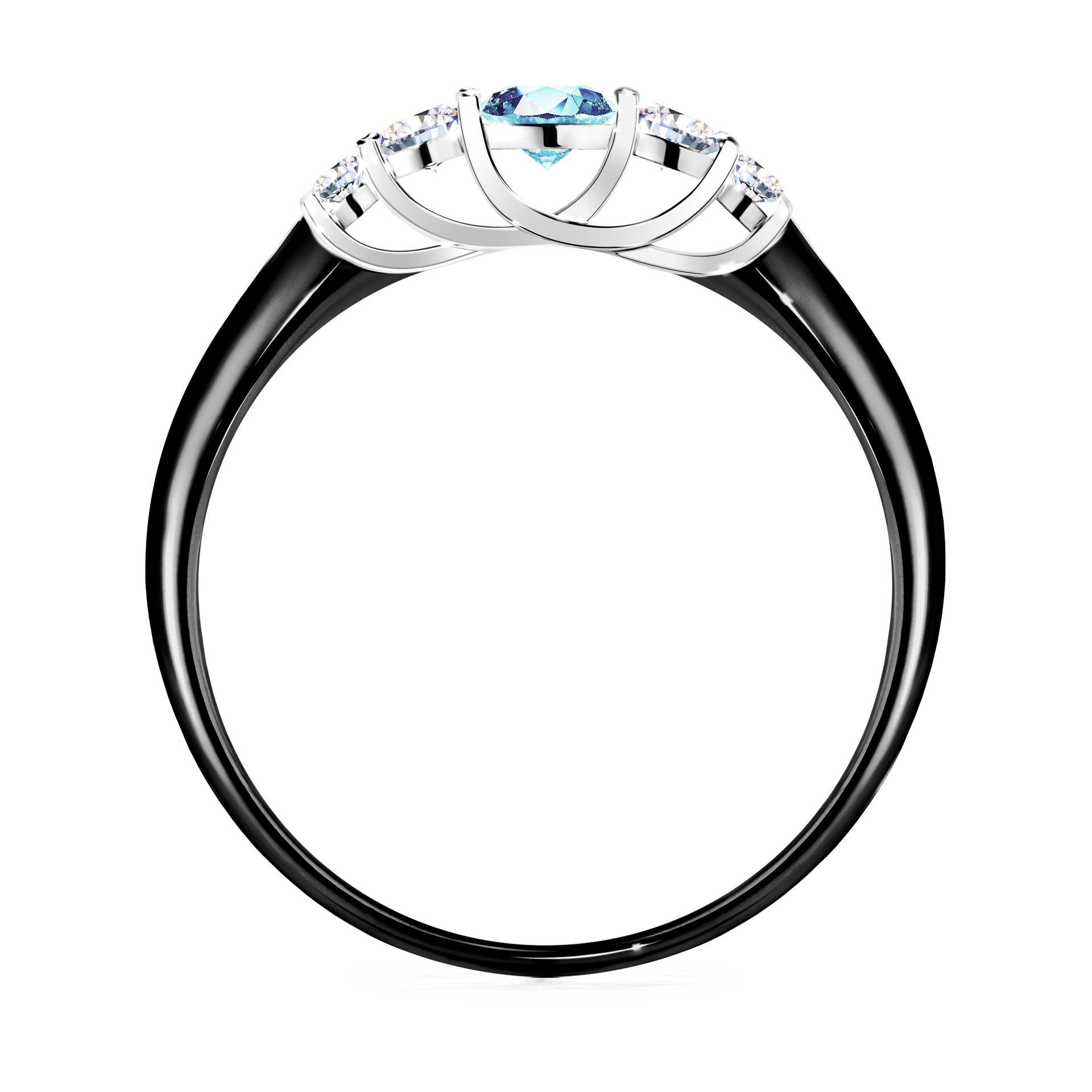 Pierścionek zaręczynowy My Darling z czarnego złota z akwamarynem 0,22CT