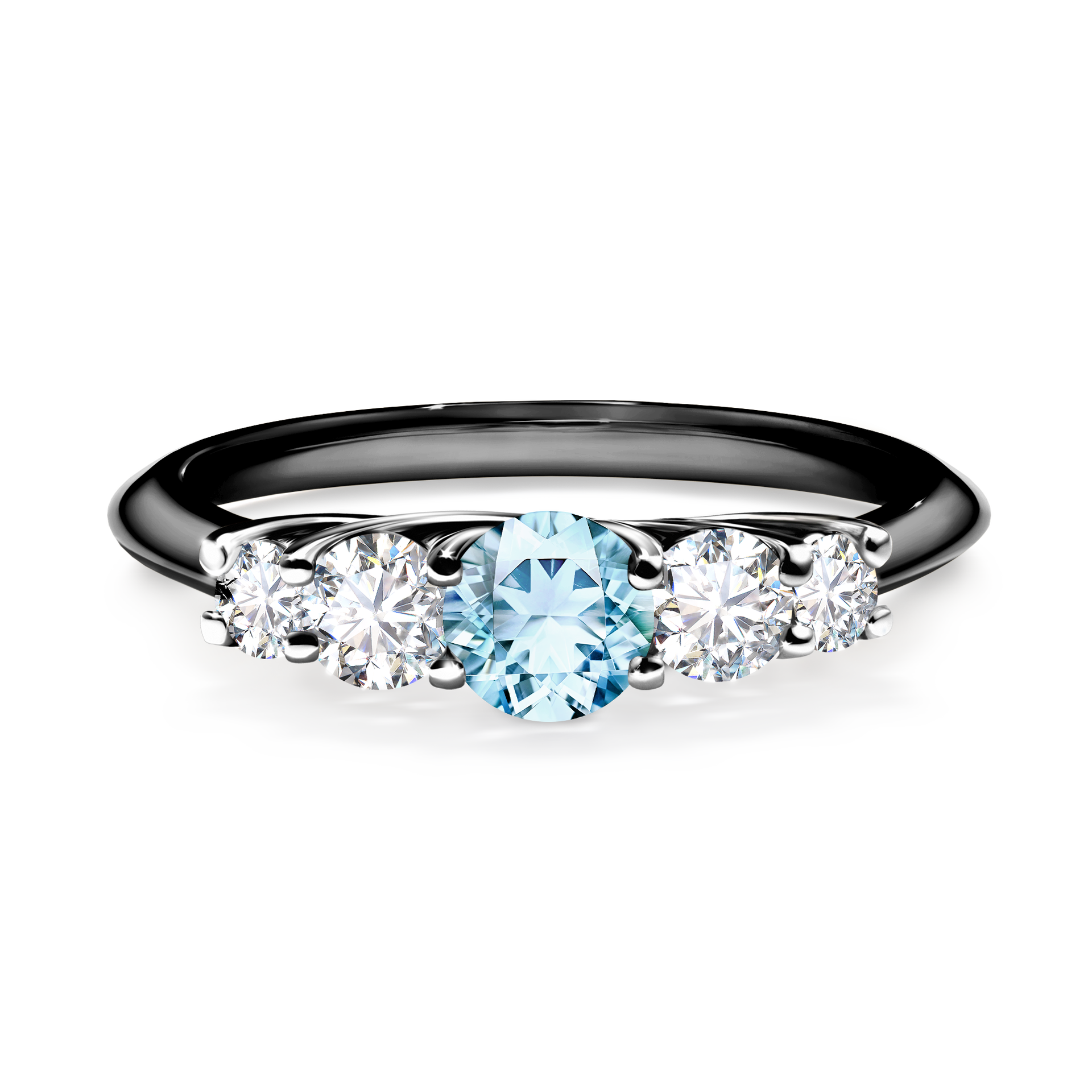 Pierścionek zaręczynowy My Darling z czarnego złota z akwamarynem 0,53CT