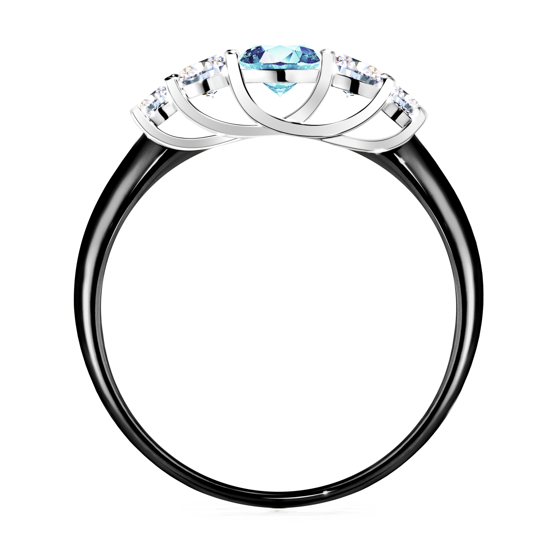 Pierścionek zaręczynowy My Darling z czarnego złota z akwamarynem 0,53CT
