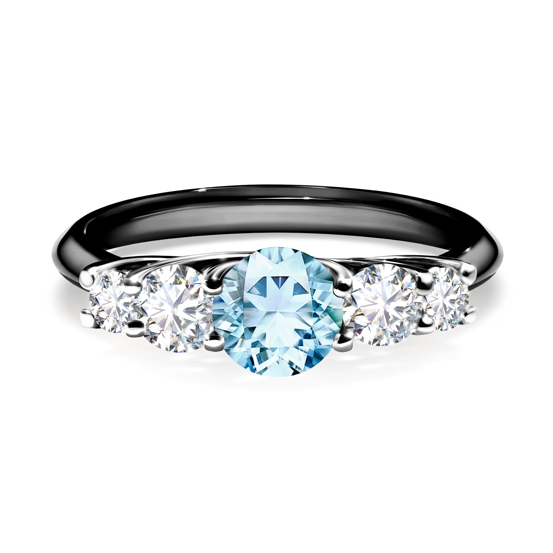 Pierścionek zaręczynowy My Darling z czarnego złota z akwamarynem 0,96CT
