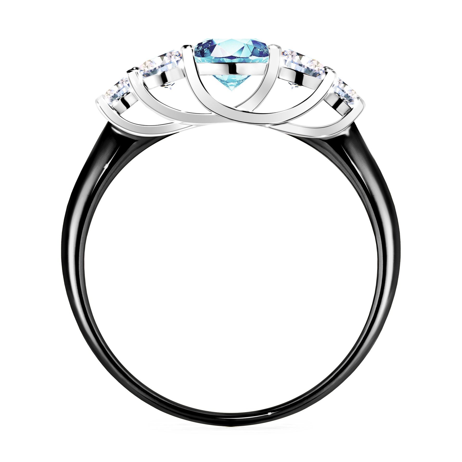 Pierścionek zaręczynowy My Darling z czarnego złota z akwamarynem 0,96CT