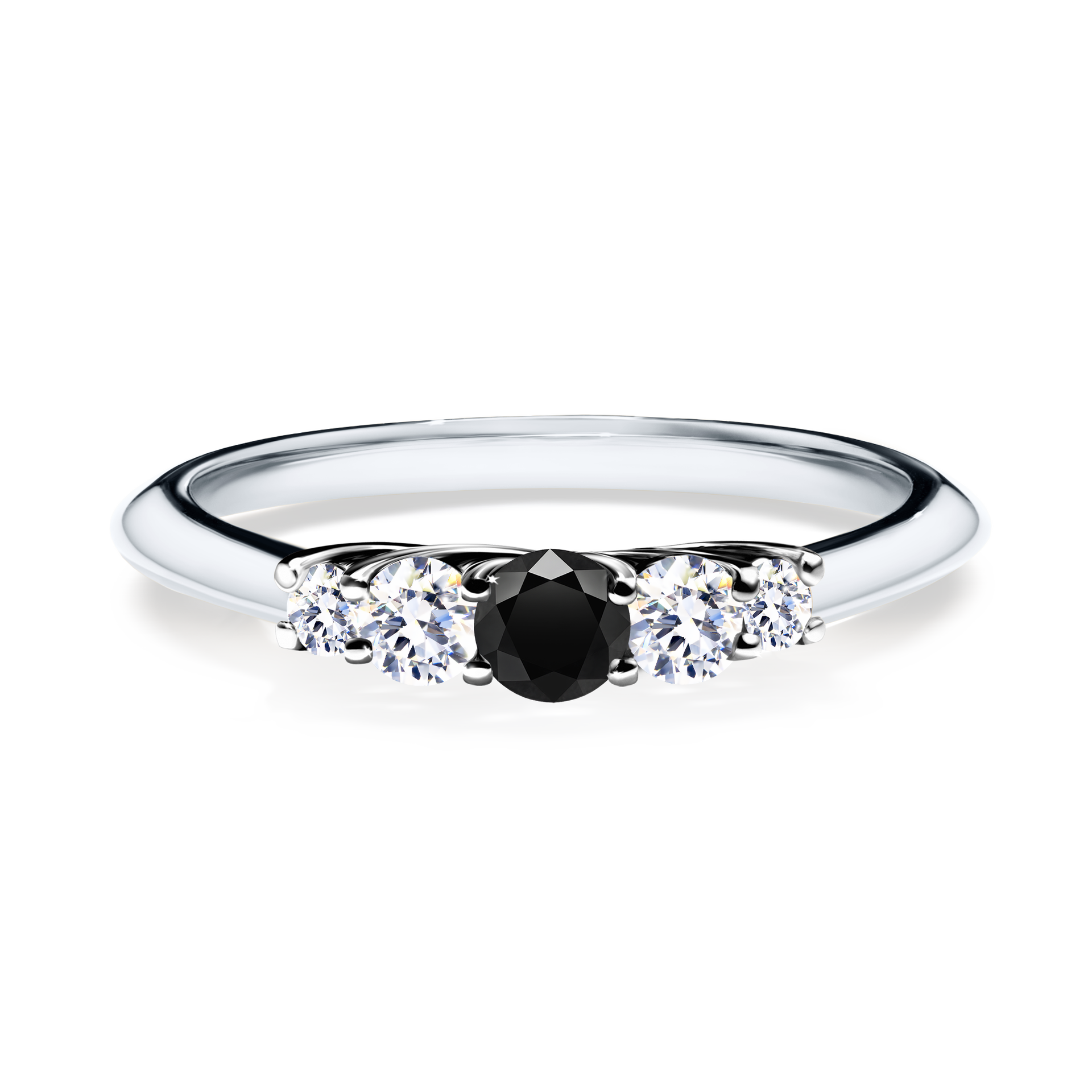 Pierścionek zaręczynowy My Darling z białego złota z czarnym diamentem 0,22CT