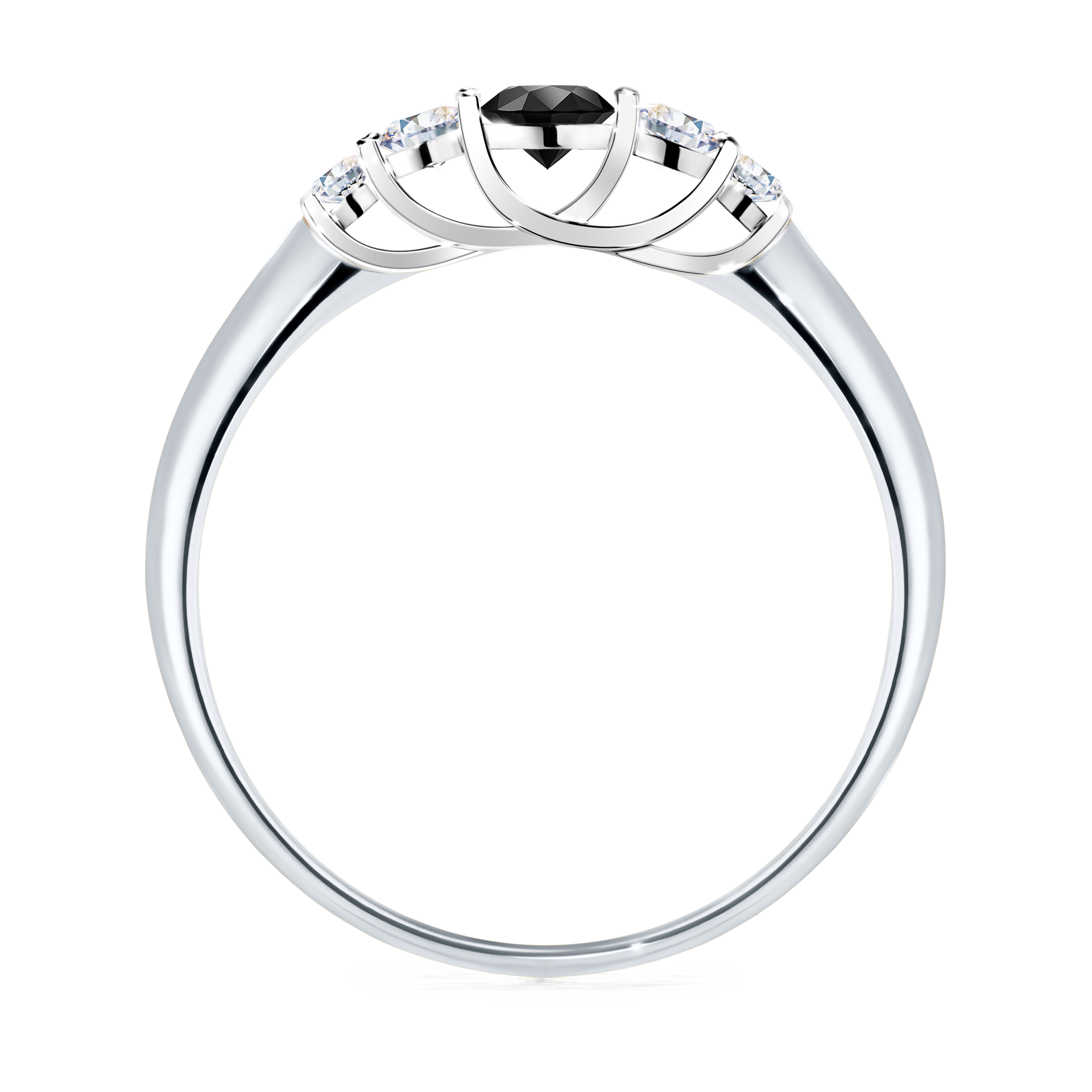 Pierścionek zaręczynowy My Darling z białego złota z czarnym diamentem 0,22CT