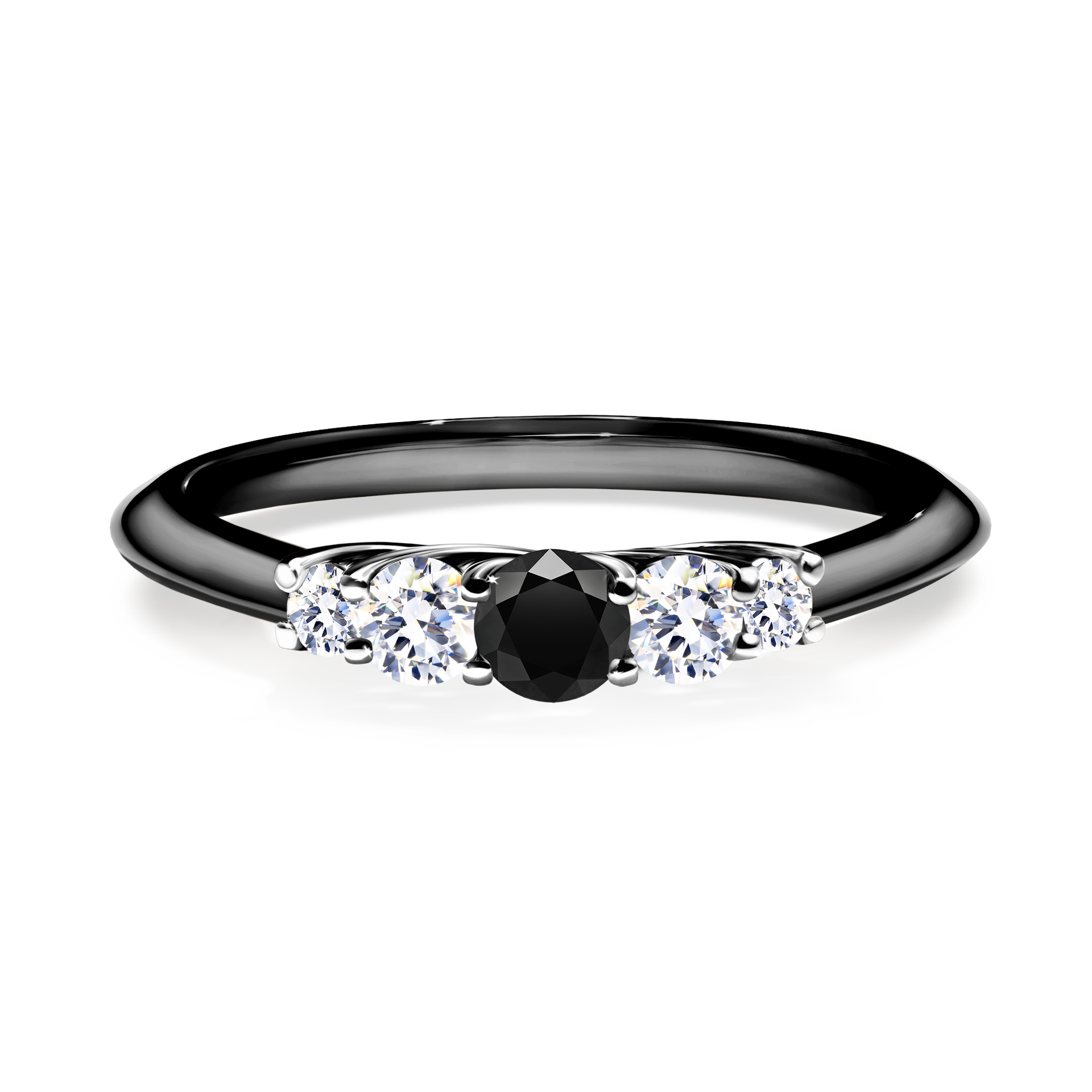 Pierścionek zaręczynowy My Darling z czarnego złota z czarnym diamentem 0,22CT