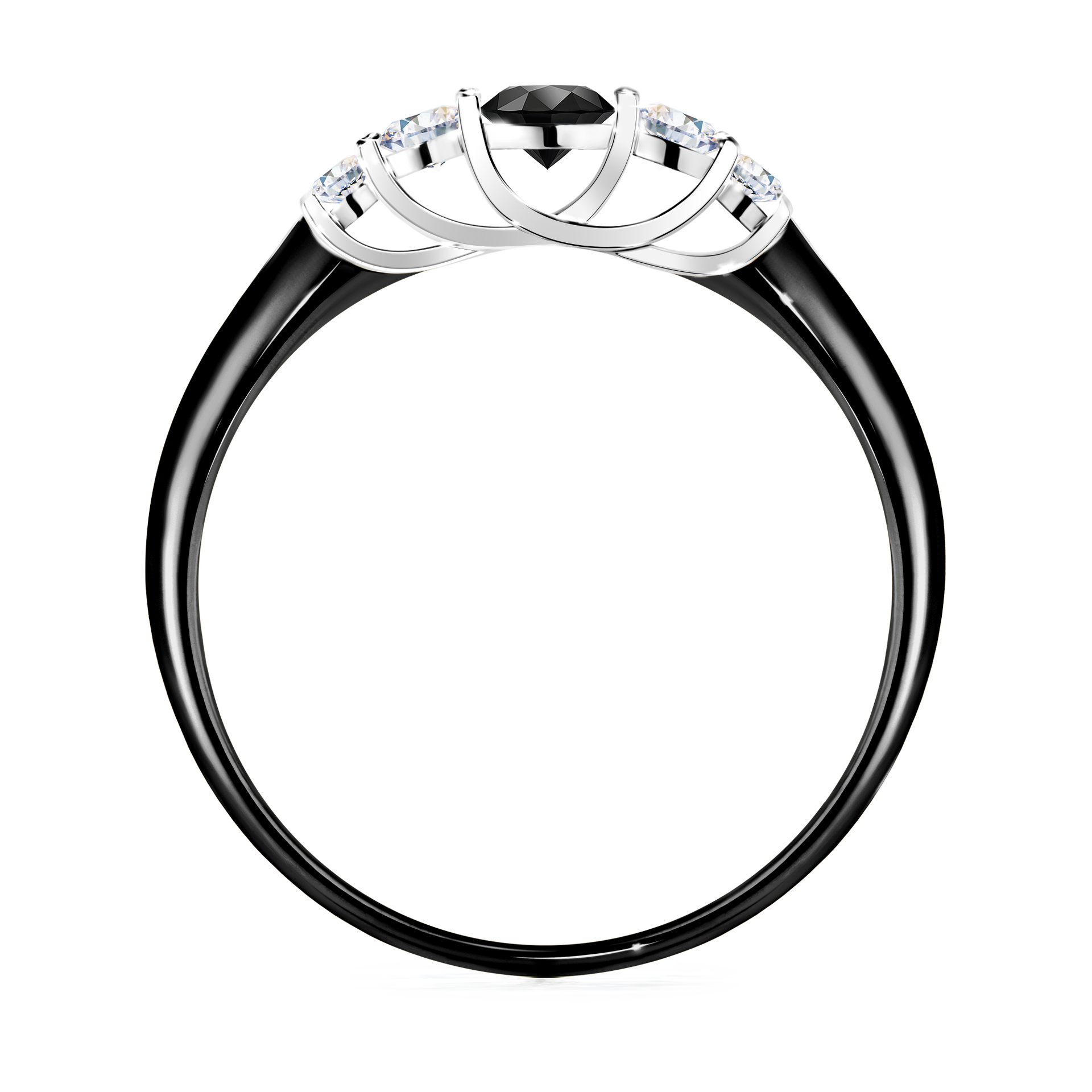 Pierścionek zaręczynowy My Darling z czarnego złota z czarnym diamentem 0,22CT