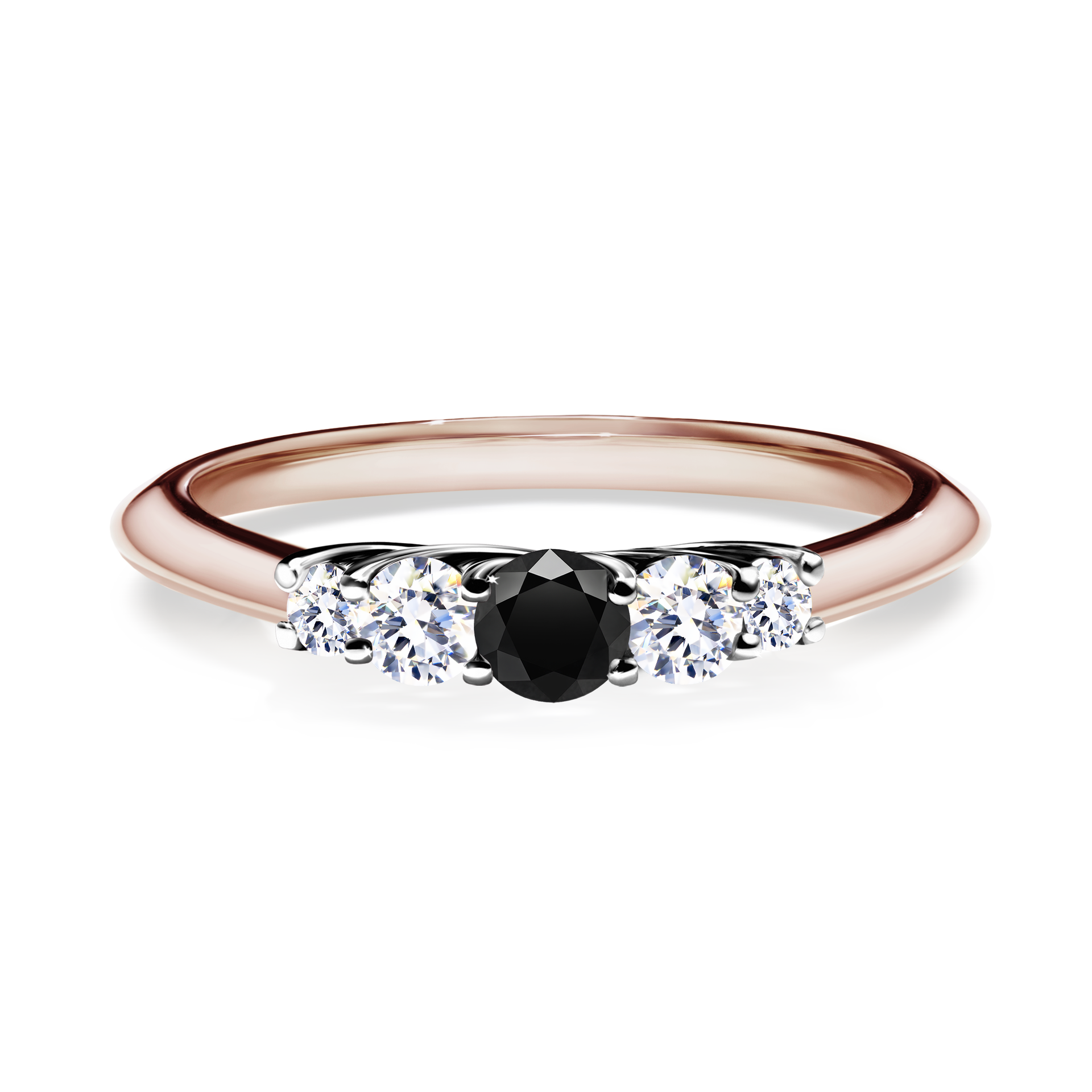 Pierścionek zaręczynowy My Darling z różowego złota z czarnym diamentem 0,22CT
