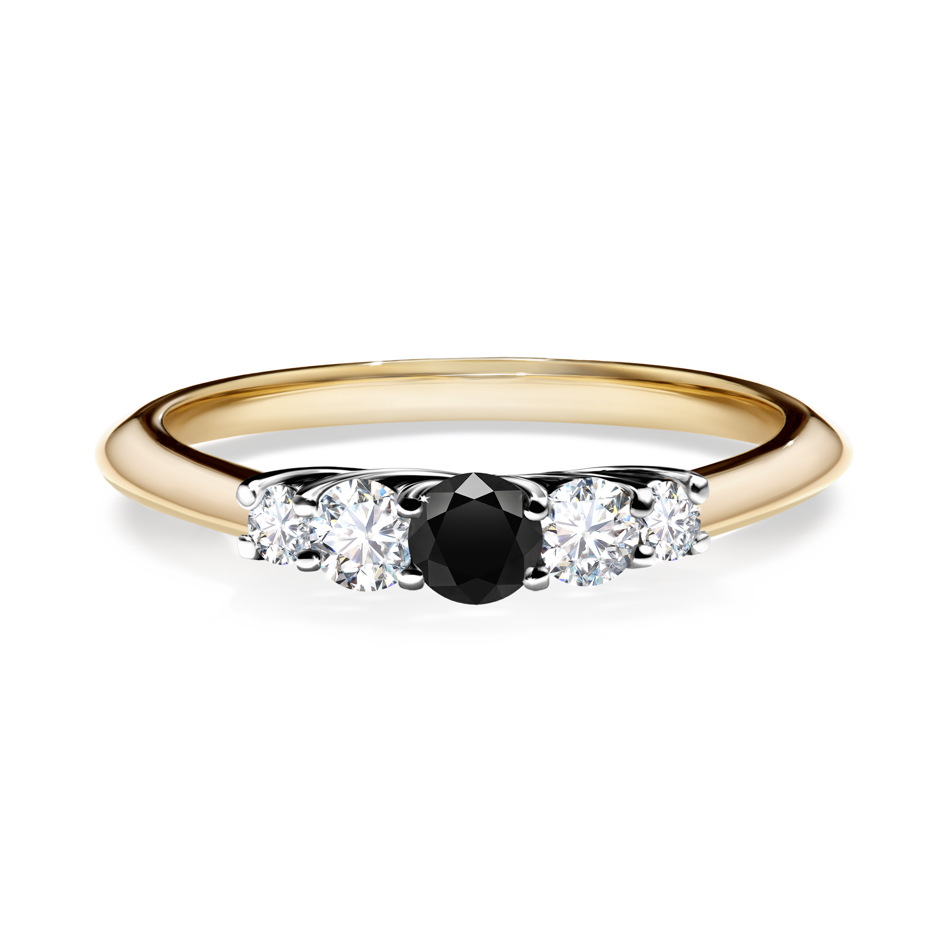 Pierścionek zaręczynowy My Darling z żółtego złota z czarnym diamentem 0,22CT