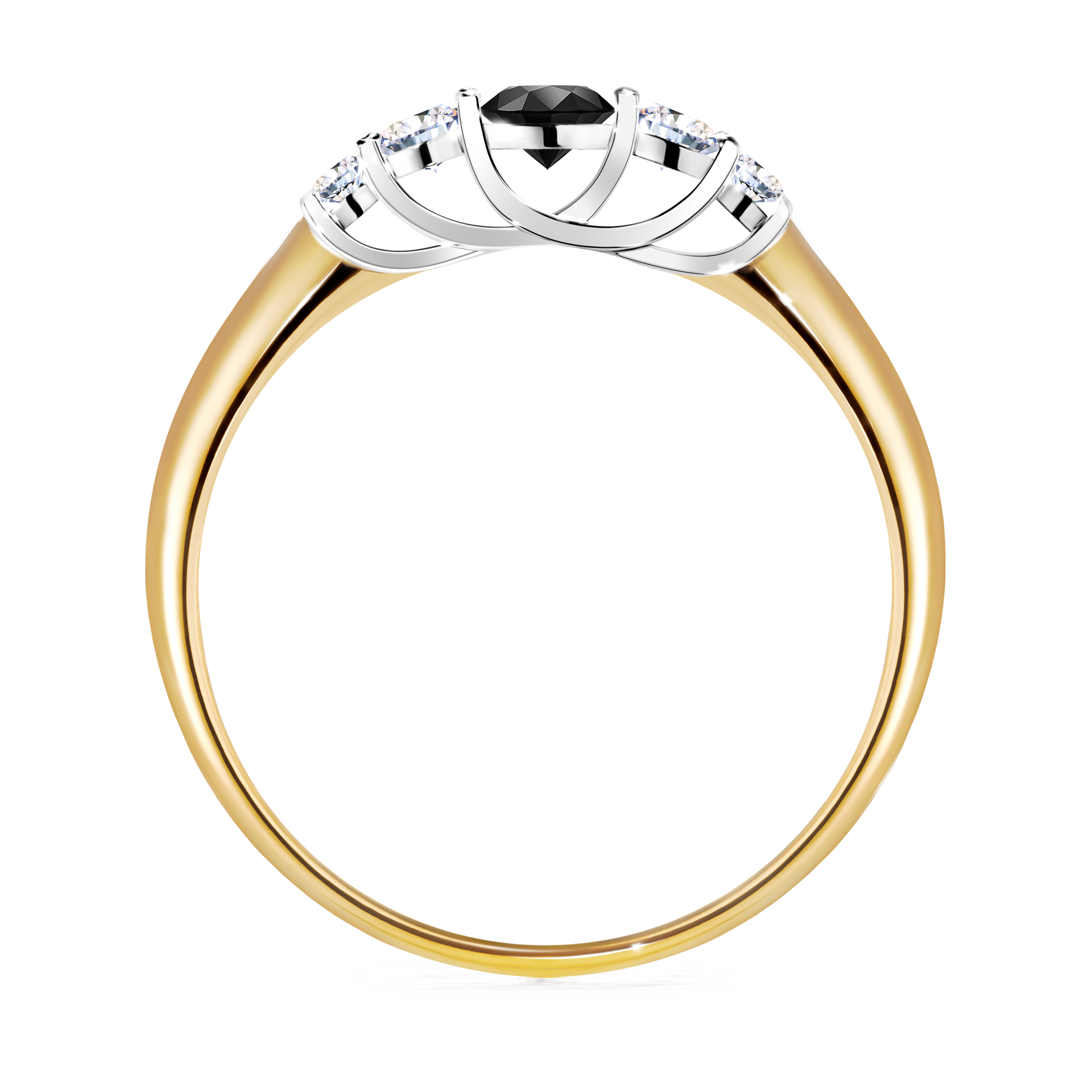 Pierścionek zaręczynowy My Darling z żółtego złota z czarnym diamentem 0,22CT