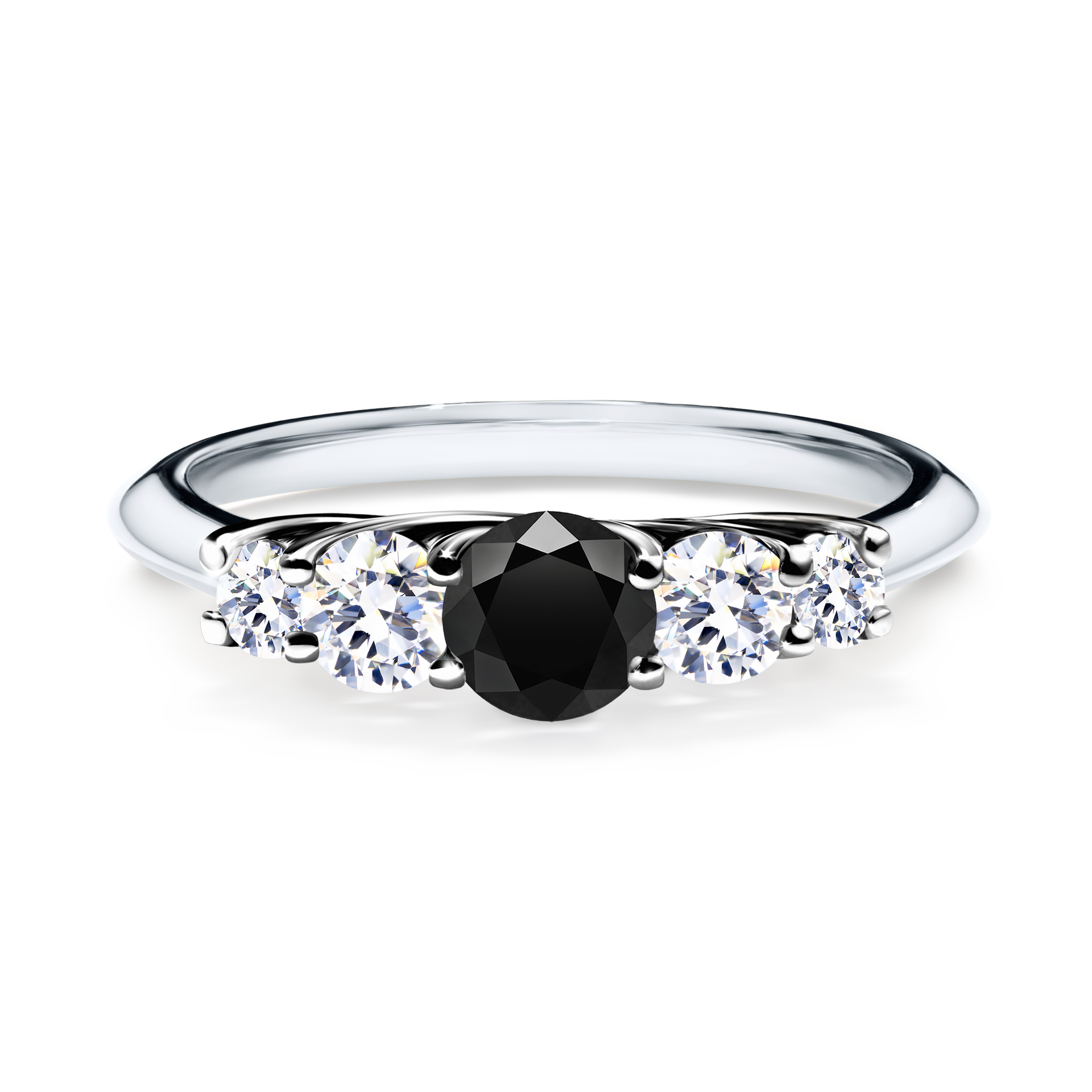 Pierścionek zaręczynowy My Darling z białego złota z czarnym diamentem 0,53CT