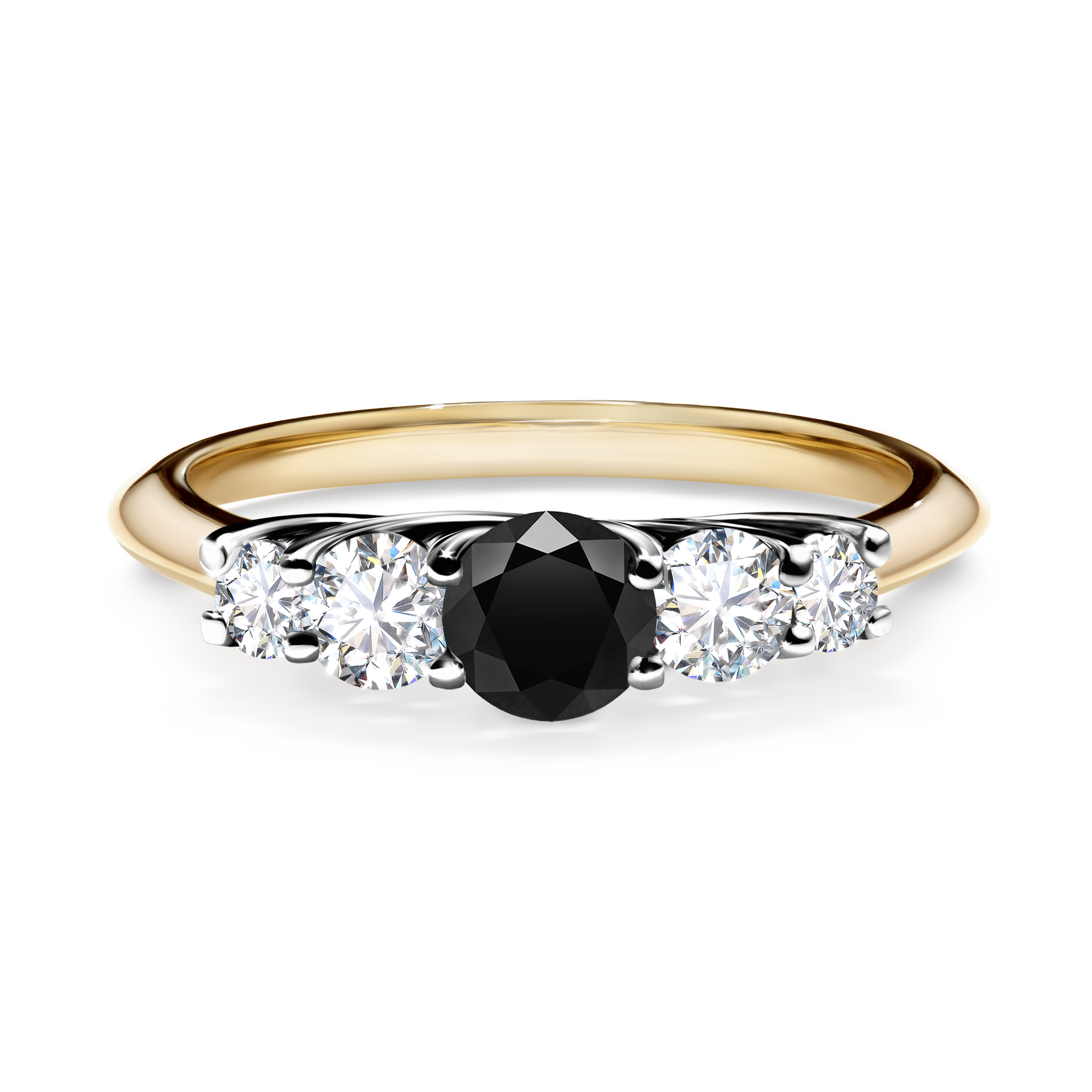 Pierścionek zaręczynowy My Darling z żółtego złota z czarnym diamentem 0,53CT
