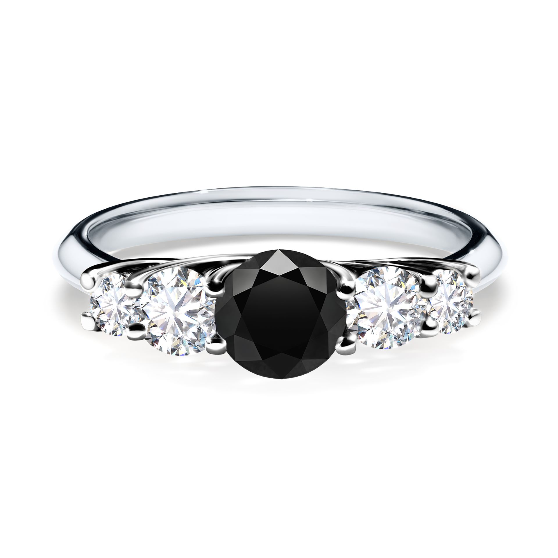 Pierścionek zaręczynowy My Darling z białego złota z czarnym diamentem 0,96CT