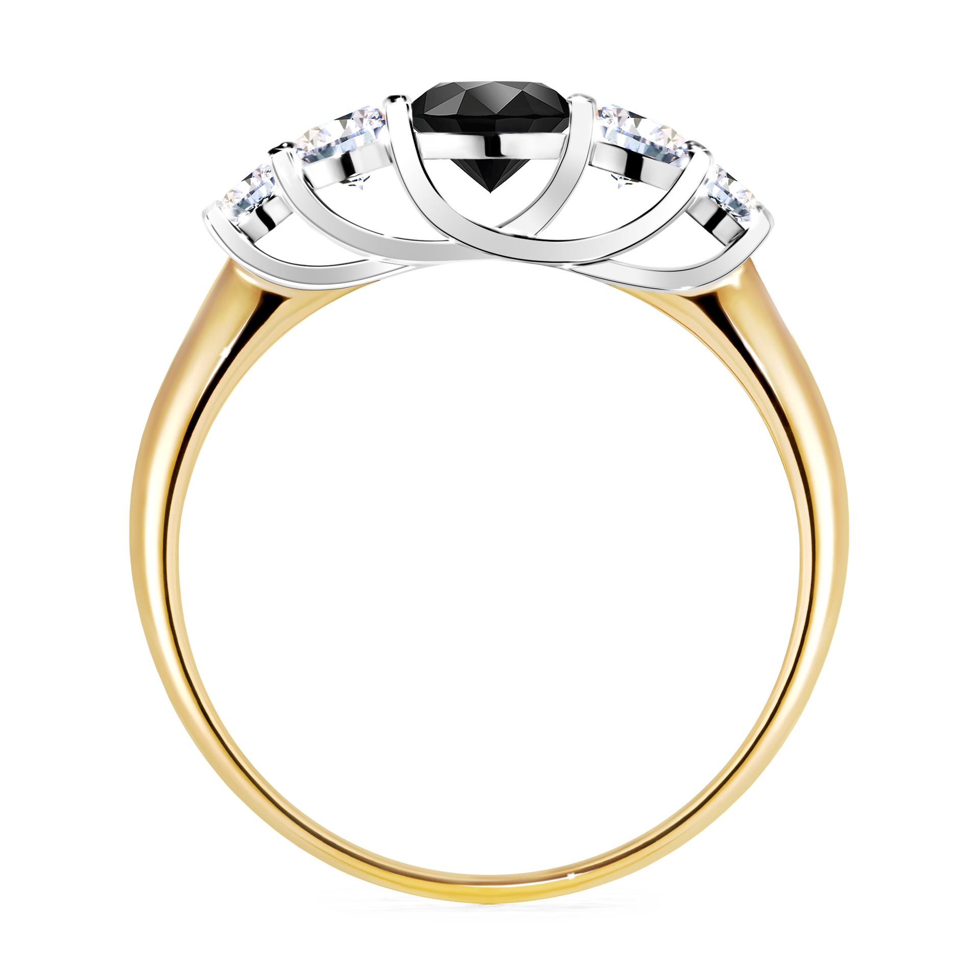 Pierścionek zaręczynowy My Darling z żółtego złota z czarnym diamentem 0,96CT